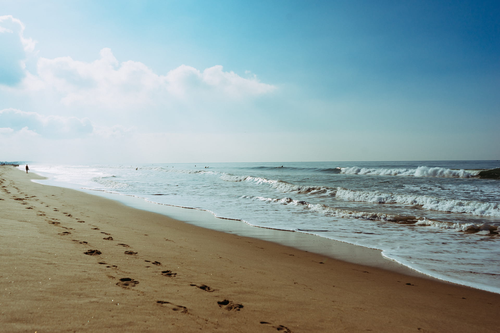 water, no people, beauty in nature, seashore, nature, horizon, sea, seawater, sky, motion, horizon over water, beach, tranquil scene, 1080P, tranquility, HD Wallpaper