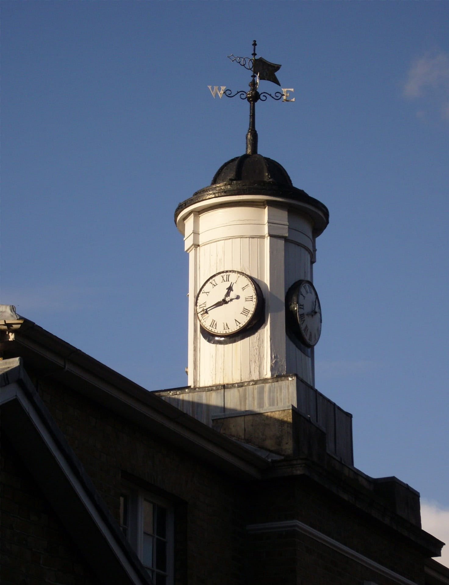 structure, clock, no people, outdoors, Weather Vane, white clock tower, historic, roman, clear sky, time, weather, building exterior, old, architecture design, Phone HD Wallpaper