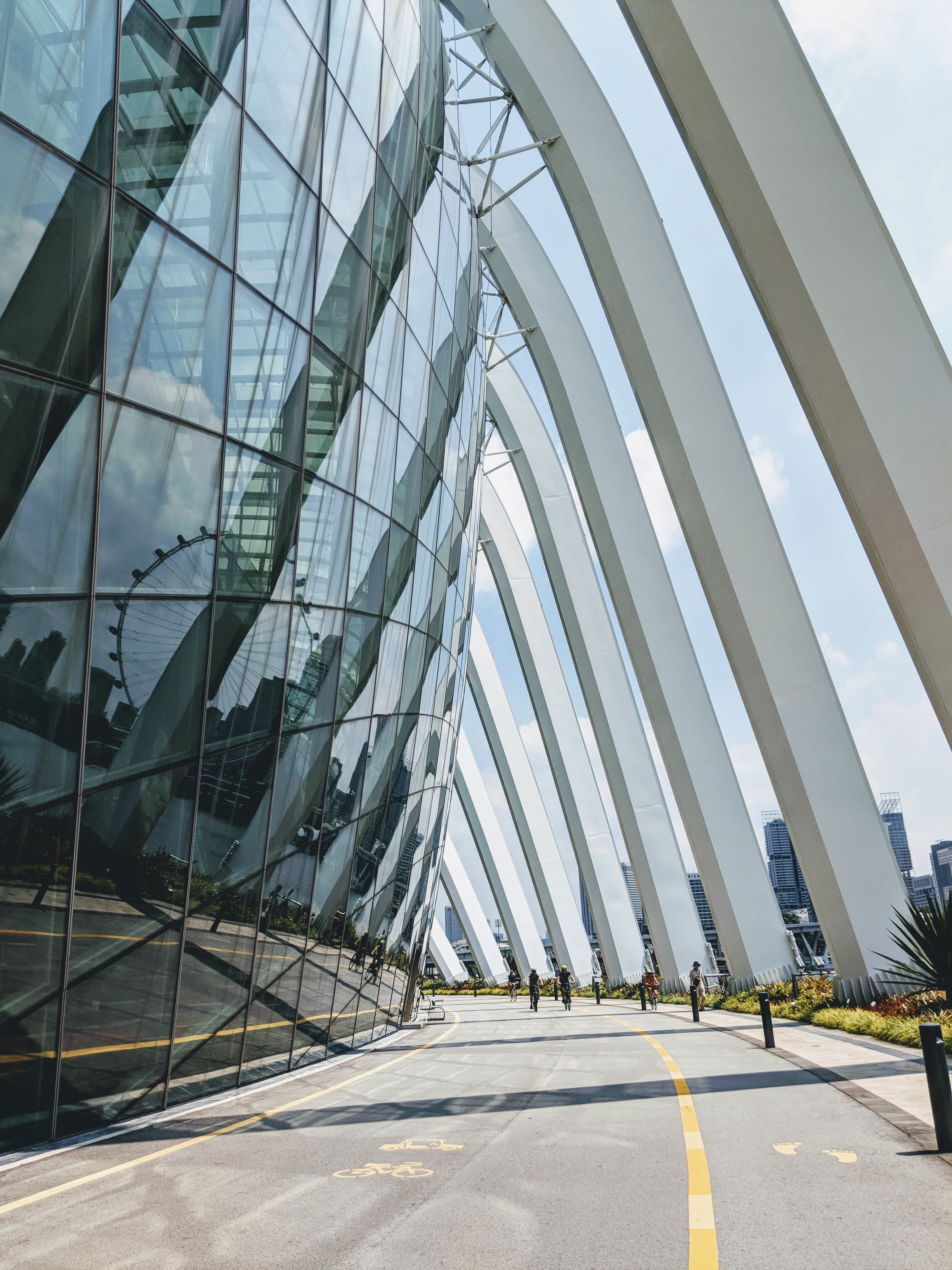singapore, road, outdoors, building, sign, day, symbol, built structure, direction, gardens by the bay, no people, glass - material, the way forward, architecture, Phone HD Wallpaper