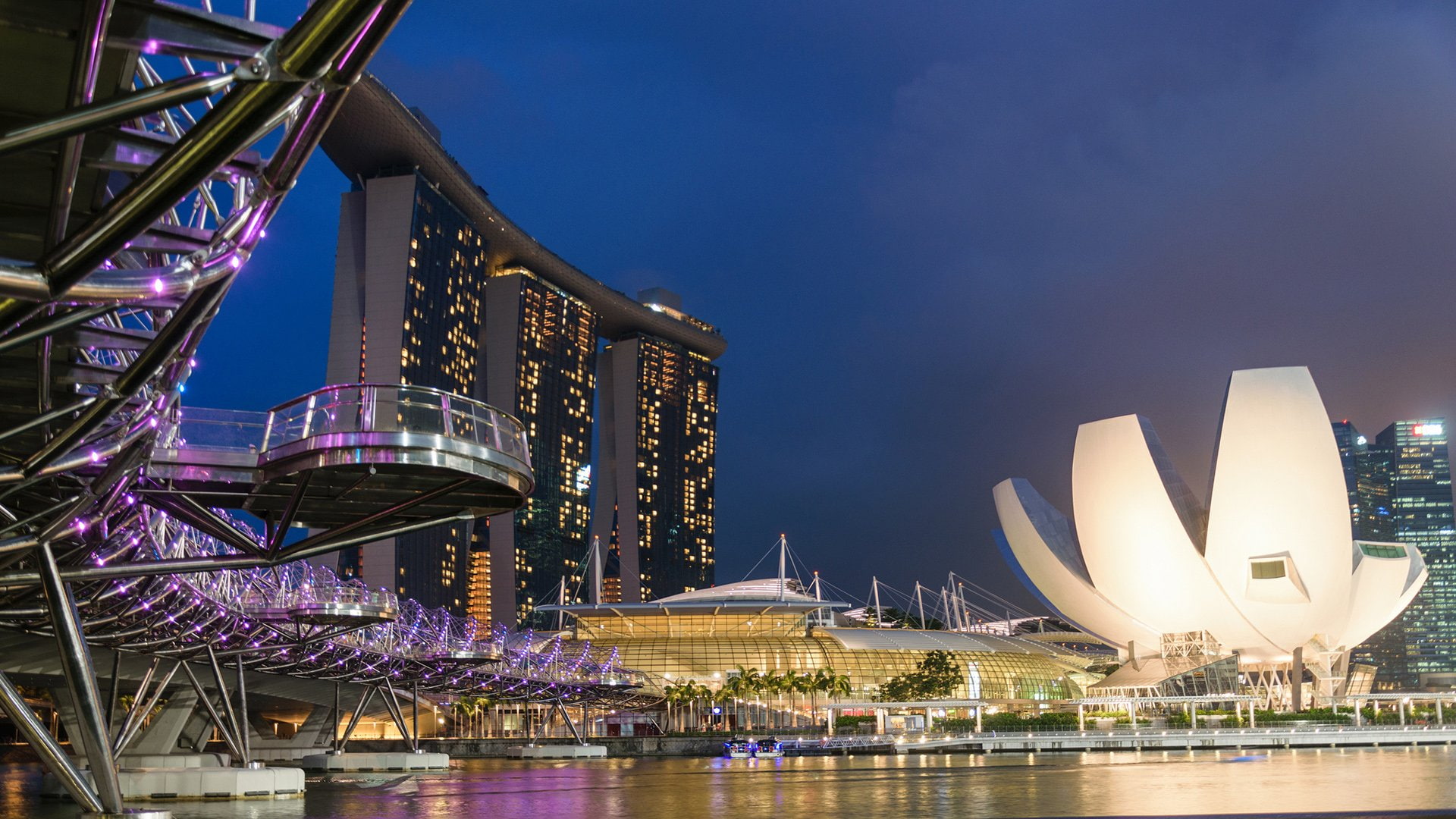 Marina Bay Sands, Singapore, Building, Buildings, Night, 1080P, HD Wallpaper
