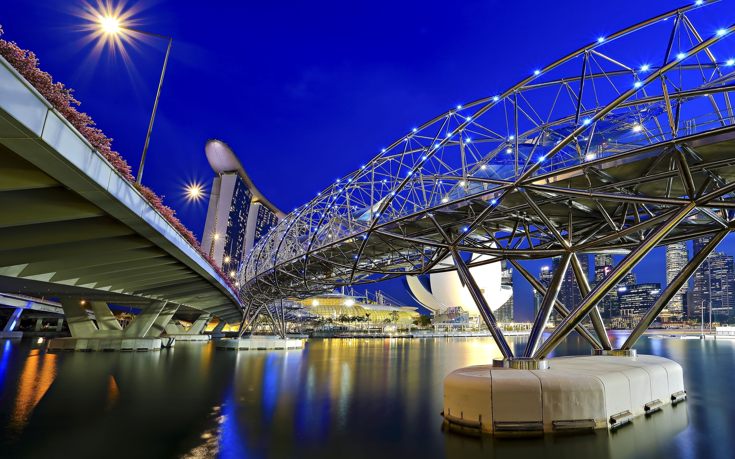 sands, singapore, marina, 2K, bridge, bay, HD Wallpaper