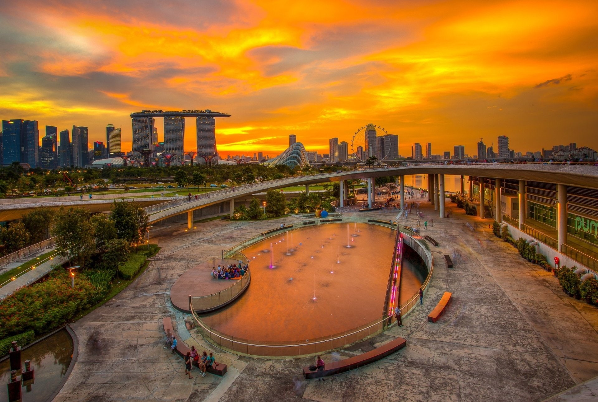 1080P, Marina Bay Sands, Cities, Singapore, Sunset, HD Wallpaper
