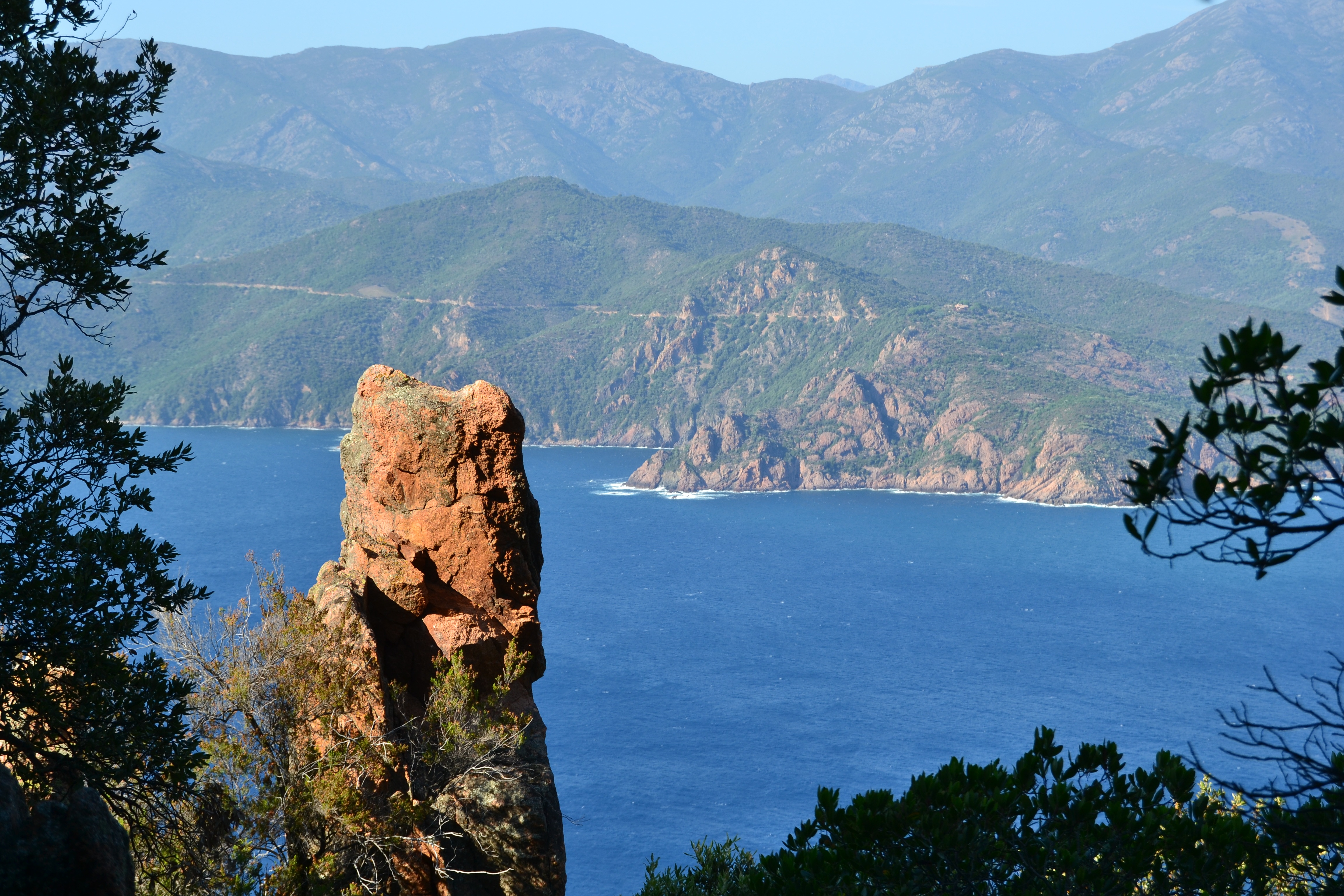 mountain, mountains, tranquil scene, water, sea, mountain range, tree, rock - object, idyllic, landscape, scenics - nature, photo, panoramic, rock, france, HD Wallpaper