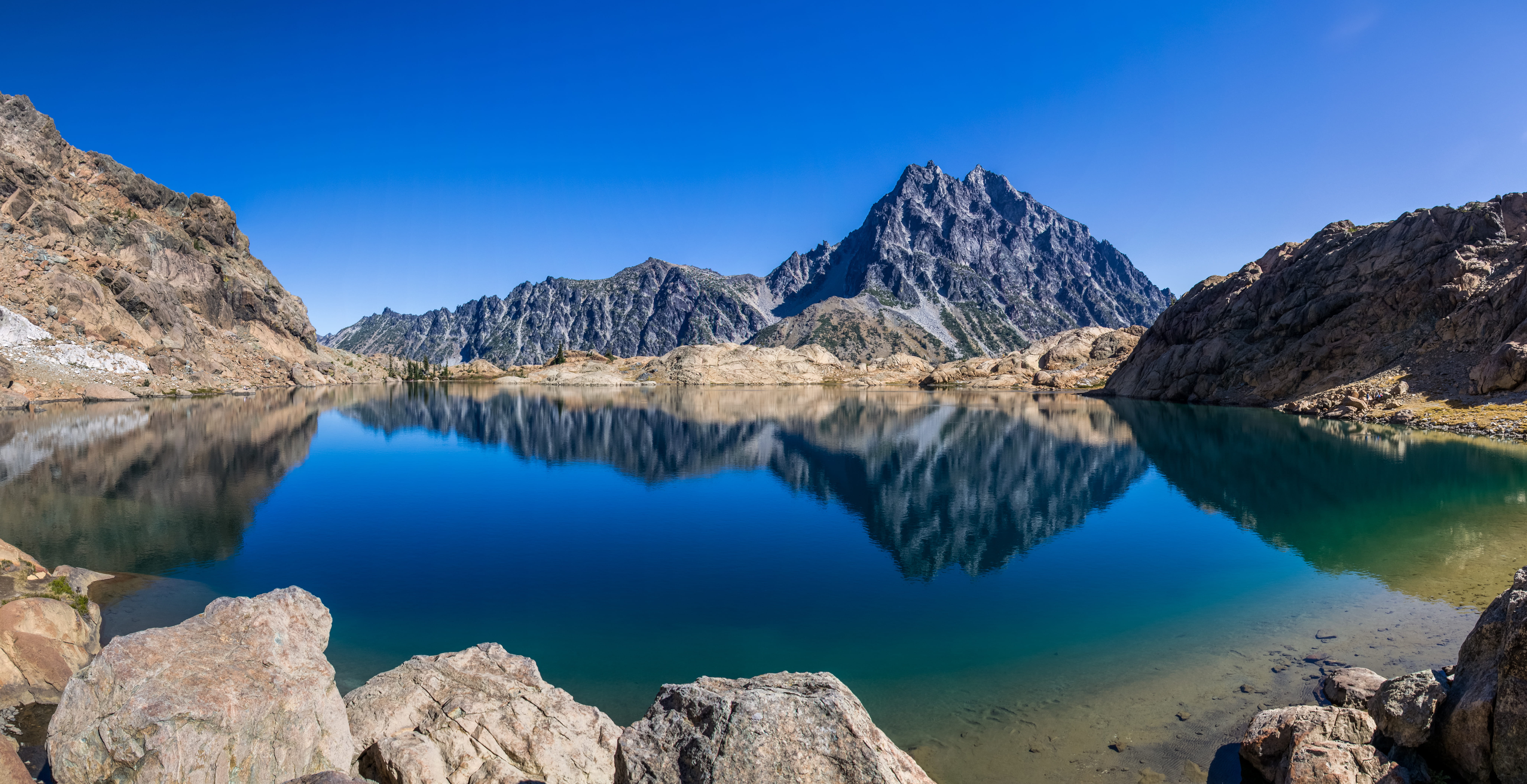 rock - Object, outdoors, mountains, environment, scenics - nature, coniferous tree, summer, mountain Range, pond, beauty In Nature, surrounded, no People, HD Wallpaper