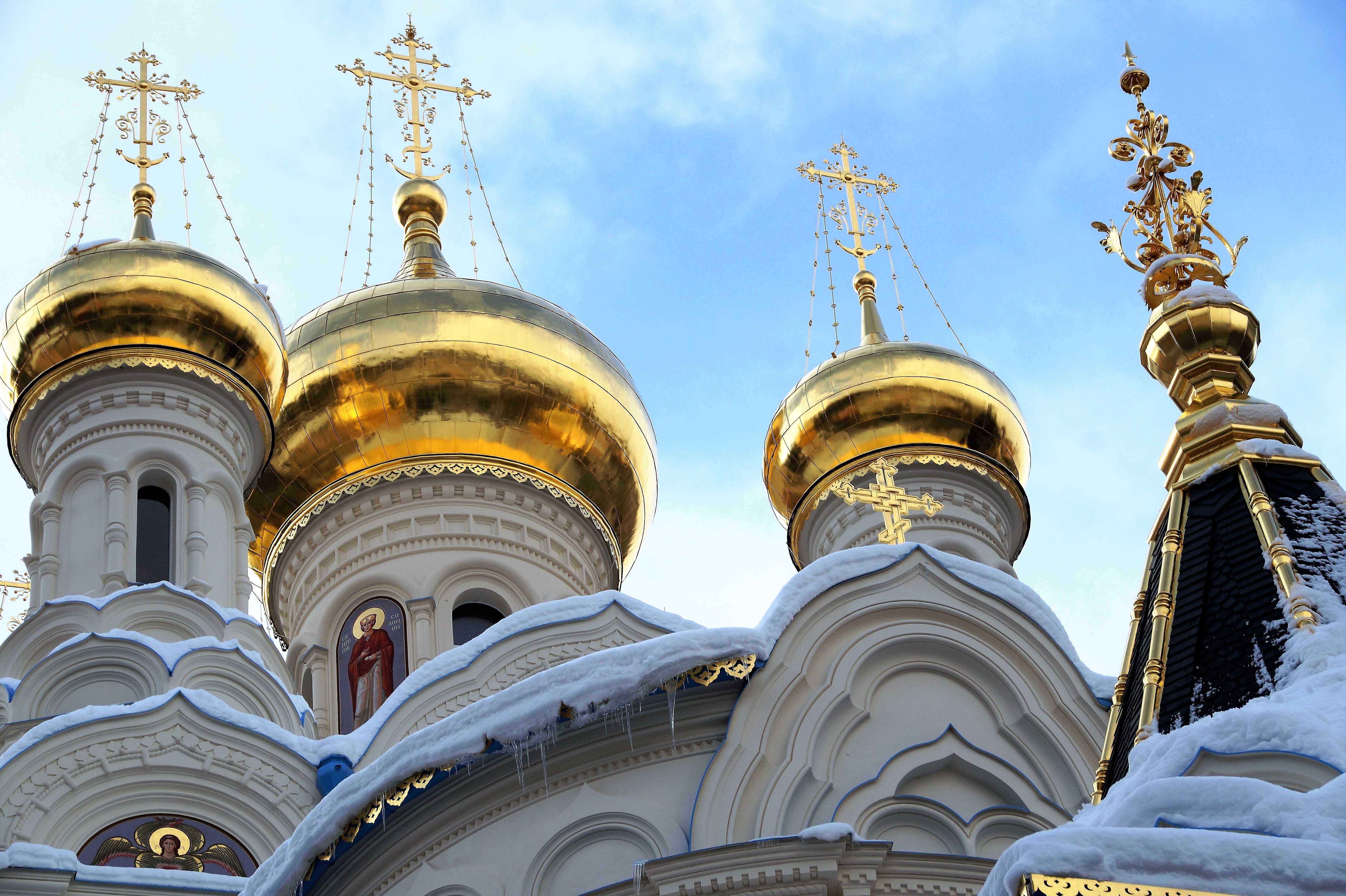 spire, tower, outdoors, Dome, gold colored, day, no people, travel destinations, golden, faith, spirituality, karlovy vary, built structure, religion, the russian community, HD Wallpaper