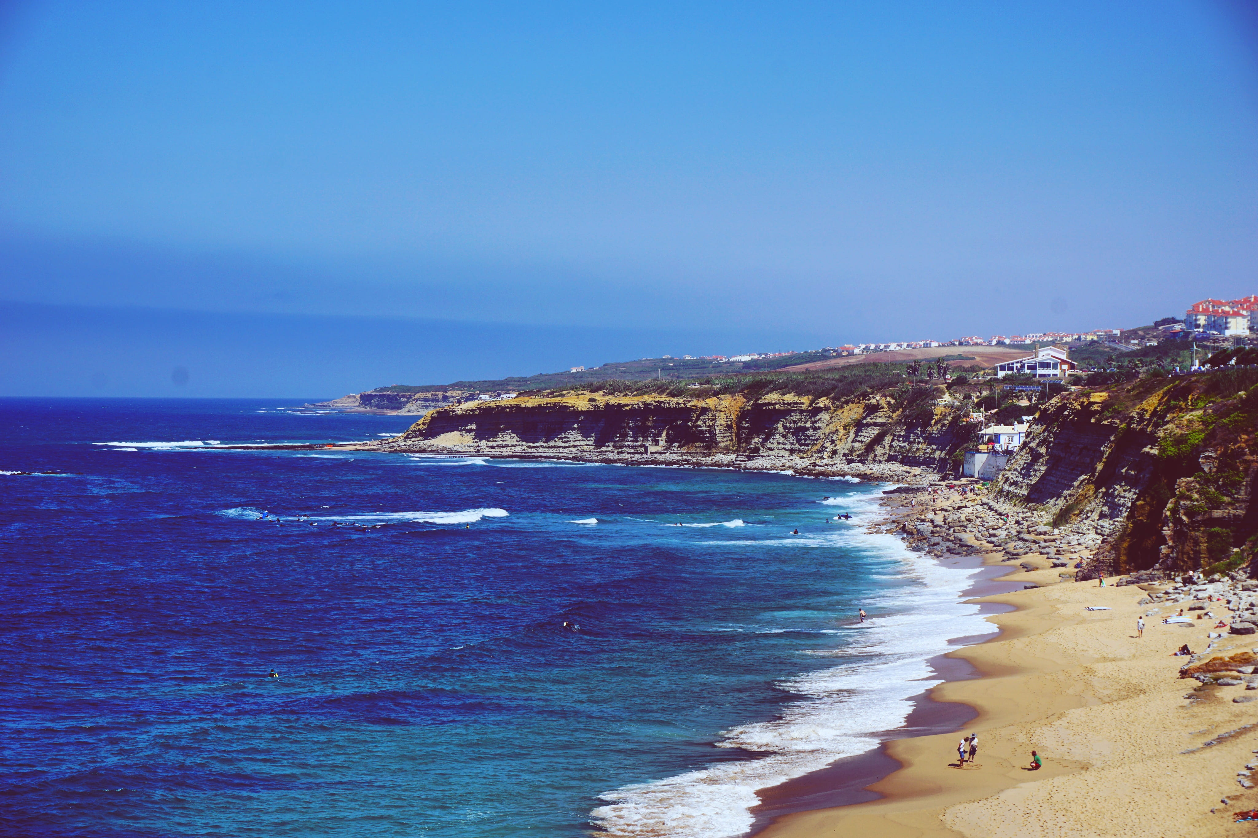 nature, idyllic, 4K, day, coast, sky, roadtrip, atlantic, ericeira, outdoors, tranquil scene, scenics - nature, place, non-urban scene, bluesea, world, HD Wallpaper