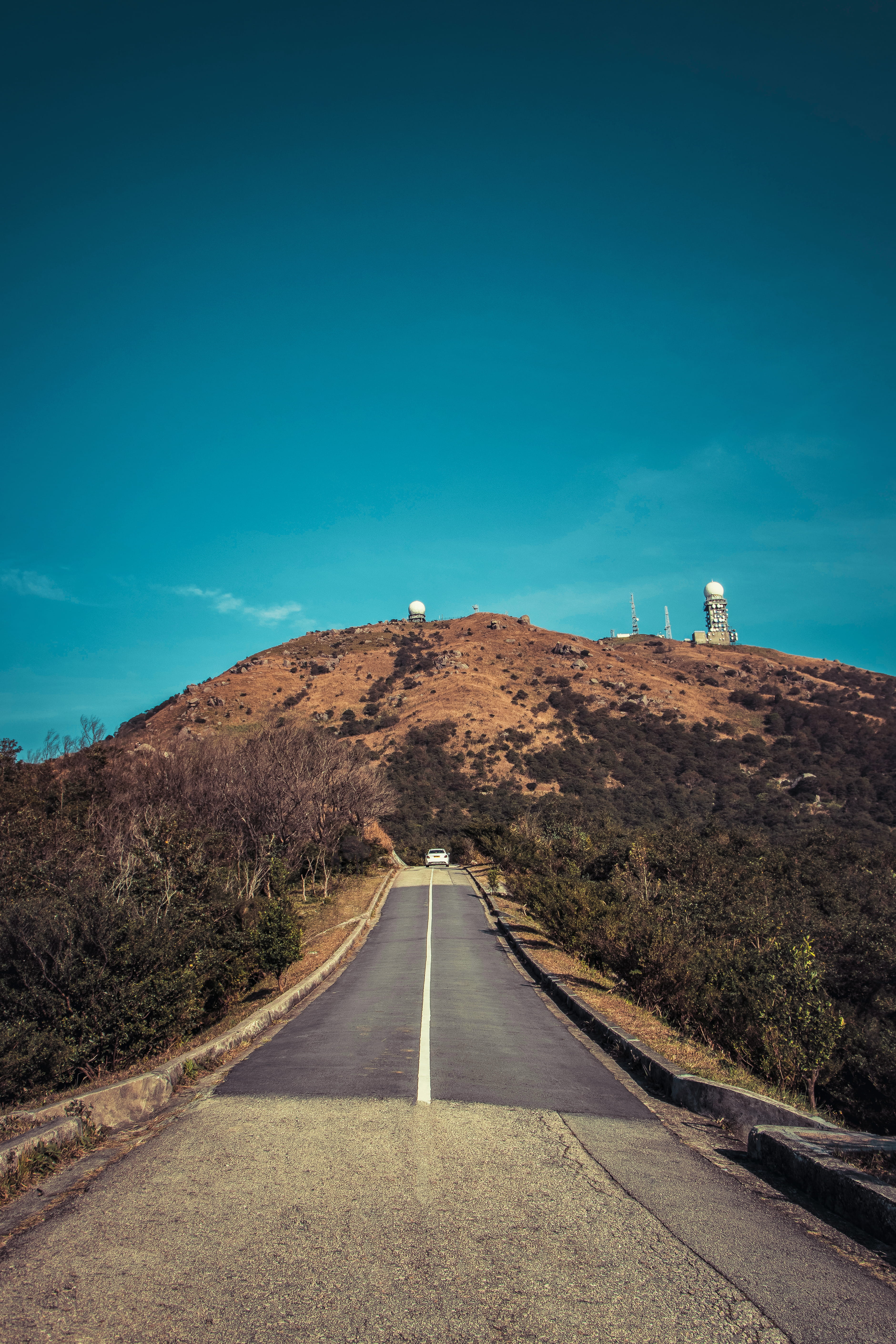 unsplash, day, marking, roadtrip, horizon, hong kong, non-urban scene, sign, country road, lines, no people, nature, landscape, outdoors, the way forward, Phone HD Wallpaper