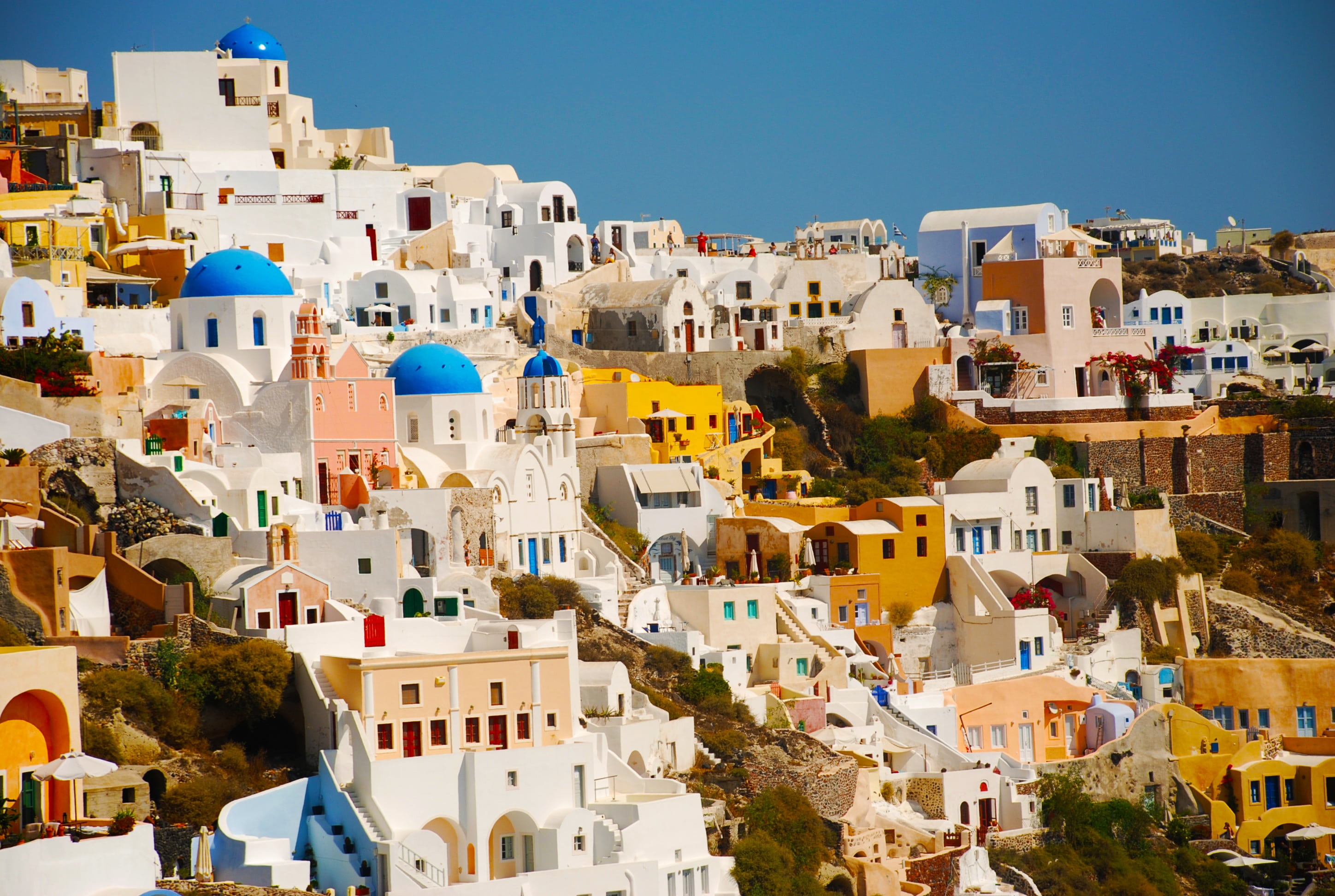 island, mediterranean Countries, nature, photography, view, famous Place, residential district, 2K, city, europe, sky, mediterranean Sea, aegean Sea, crowded, HD Wallpaper