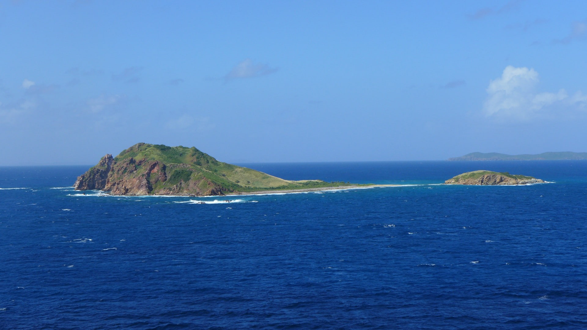 St. Thomas, tranquility, day, scenics - nature, non-urban scene, tranquil scene, nature, land, mountain, 1080P, outdoors, sea, horizon over water, Caribbean, HD Wallpaper