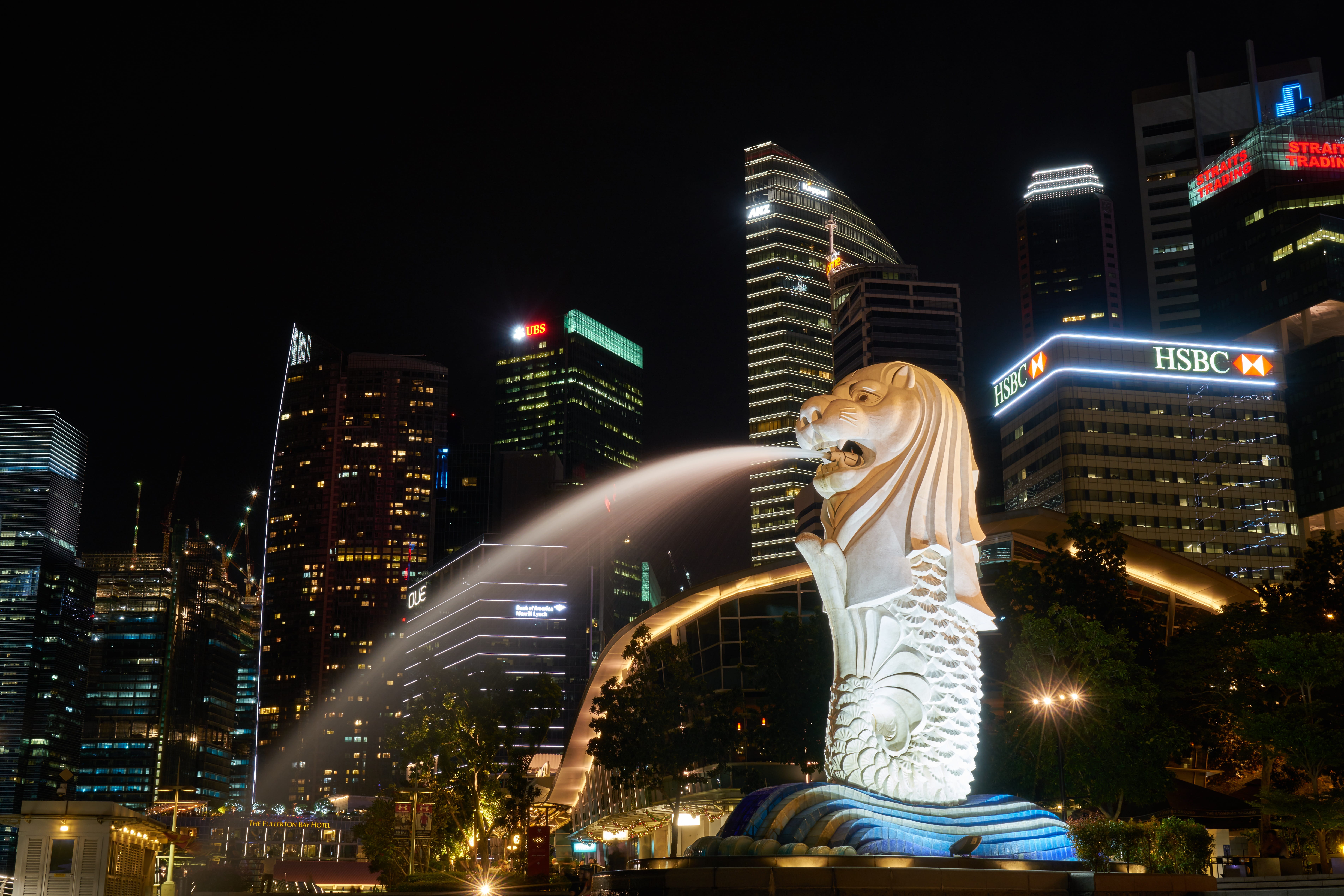 background, building exterior, fountain, hotel, holiday, 5K, Singapore, sculpture, architecture, buildings, contemporary, art and craft, great, luxury, HD Wallpaper