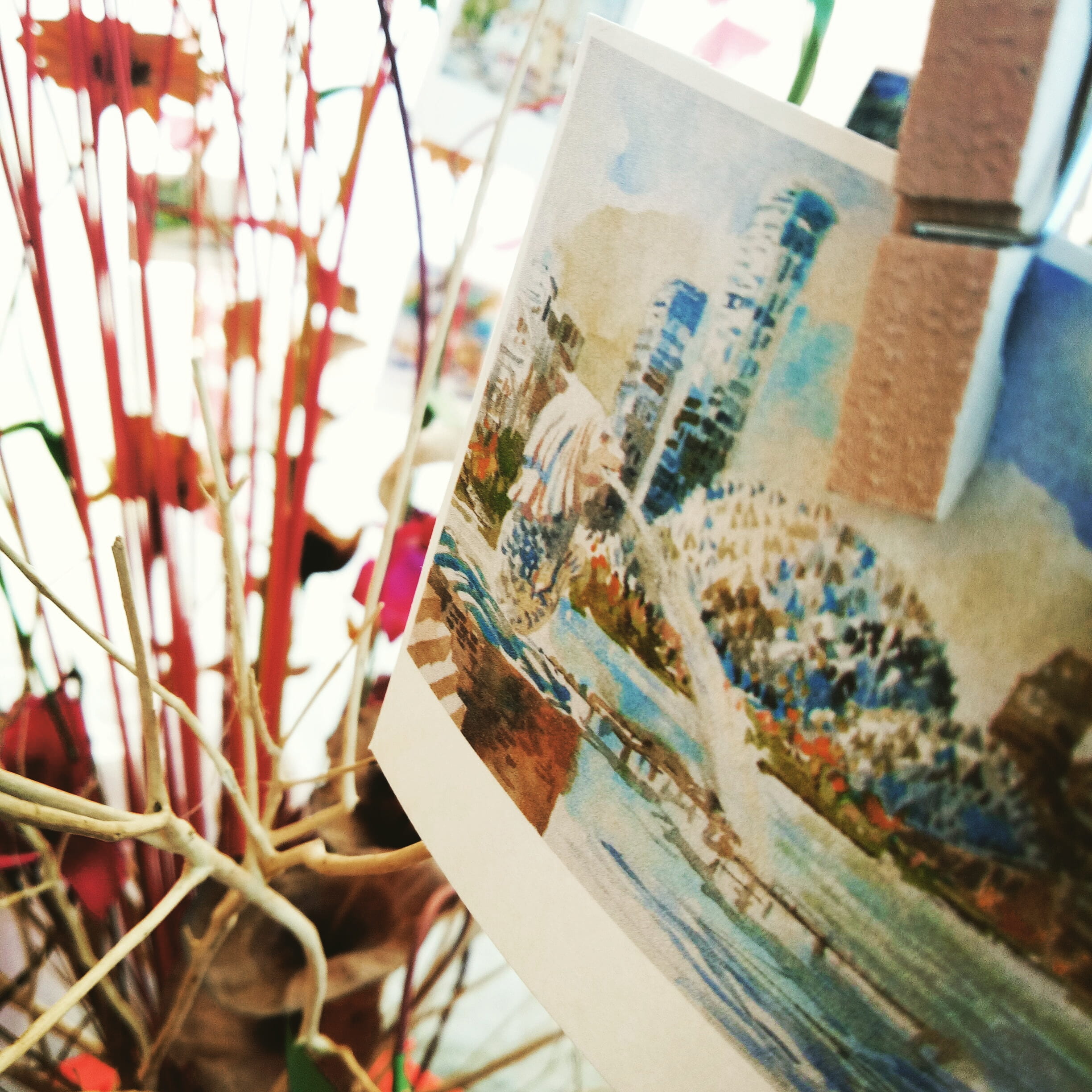 1080P, book, no people, close-up, indoors, flowers, high angle view, architecture, peg, still life, paintbrush, nature, art, postcard, creativity, publication, Phone HD Wallpaper