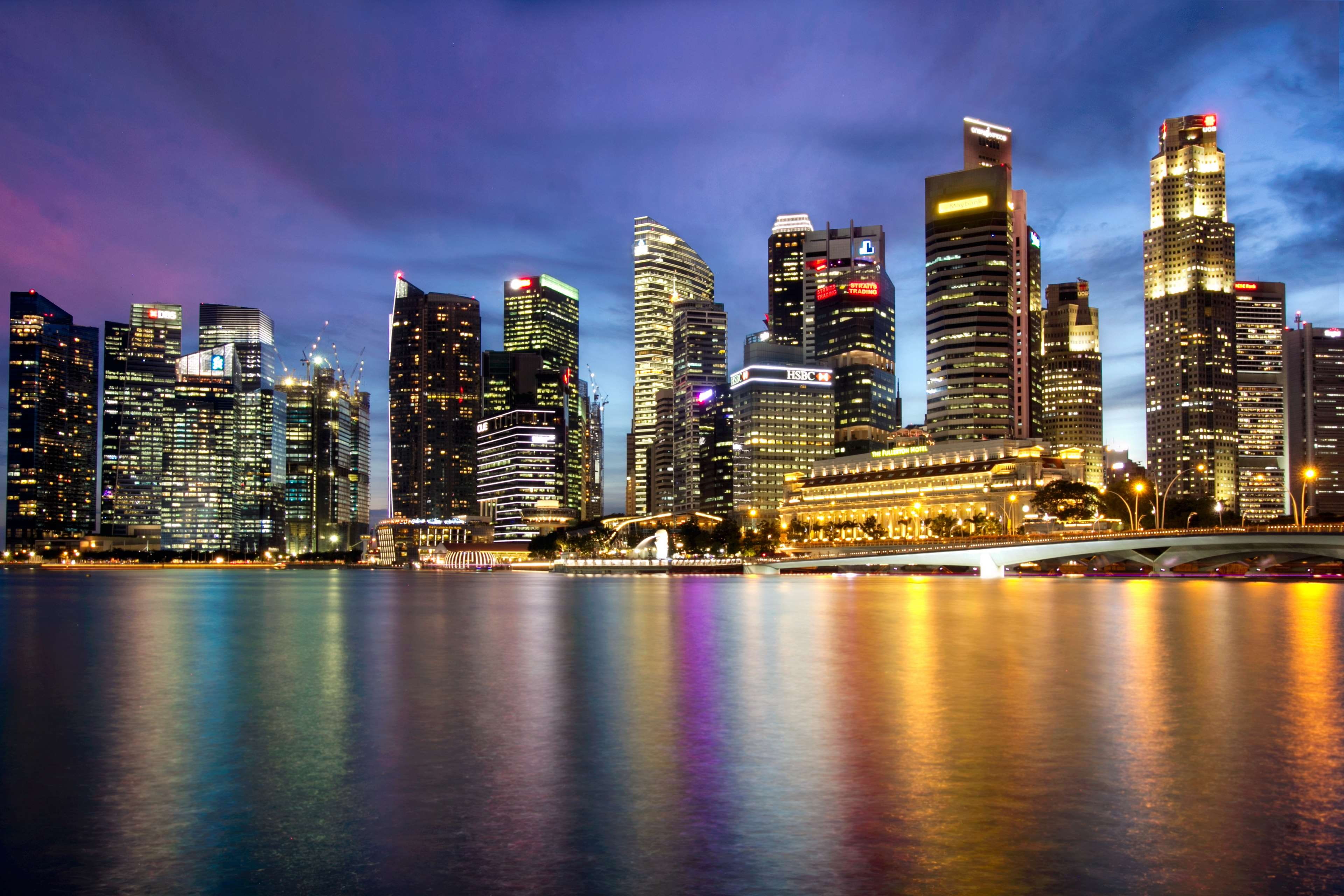 office, asia, famous, no people, merlion, building, building exterior, residential district, skyscraper, tall - high, reflection, landmark, panoram, cityscape, HD Wallpaper