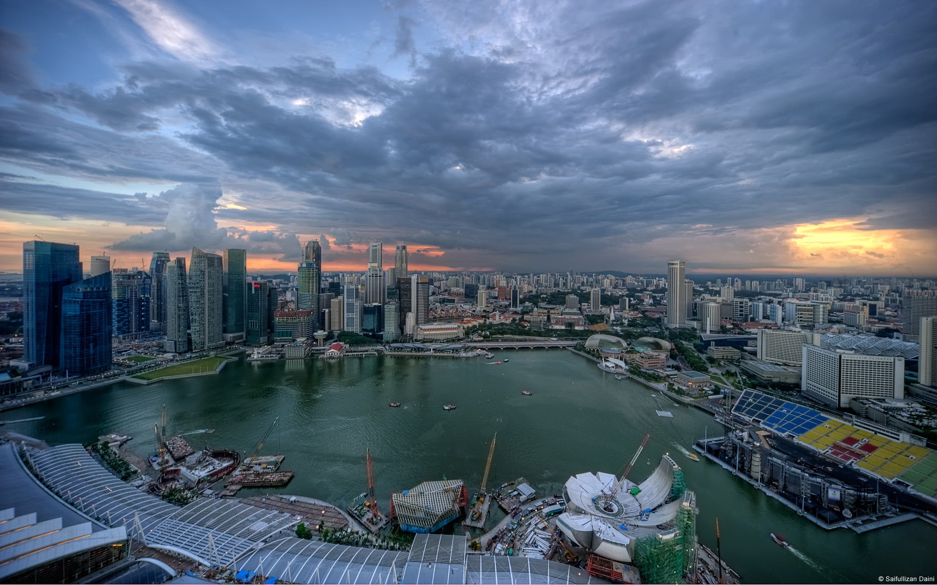 sunset, cloud - sky, nature, building exterior, cityscape, skyscraper, no people, nautical vessel, built structure, sky, skyline, landscape, windows, river, HD Wallpaper