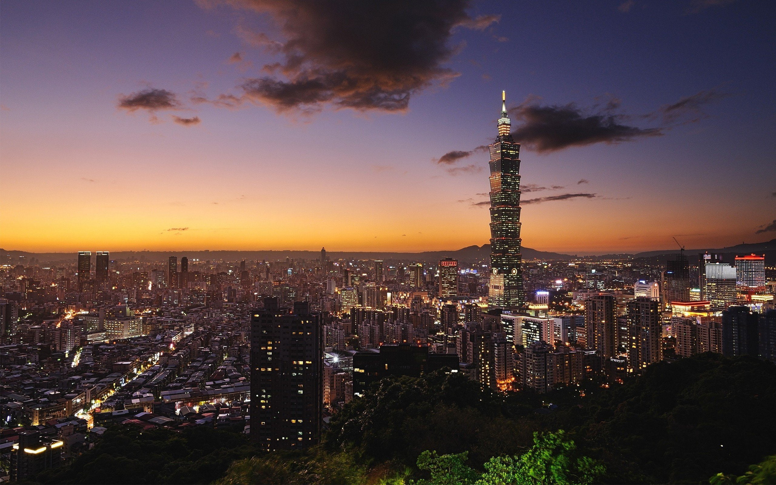 city, skyline, cityscapes, skyscrapers, 101, landscapes, 2K, towns, taipei, HD Wallpaper