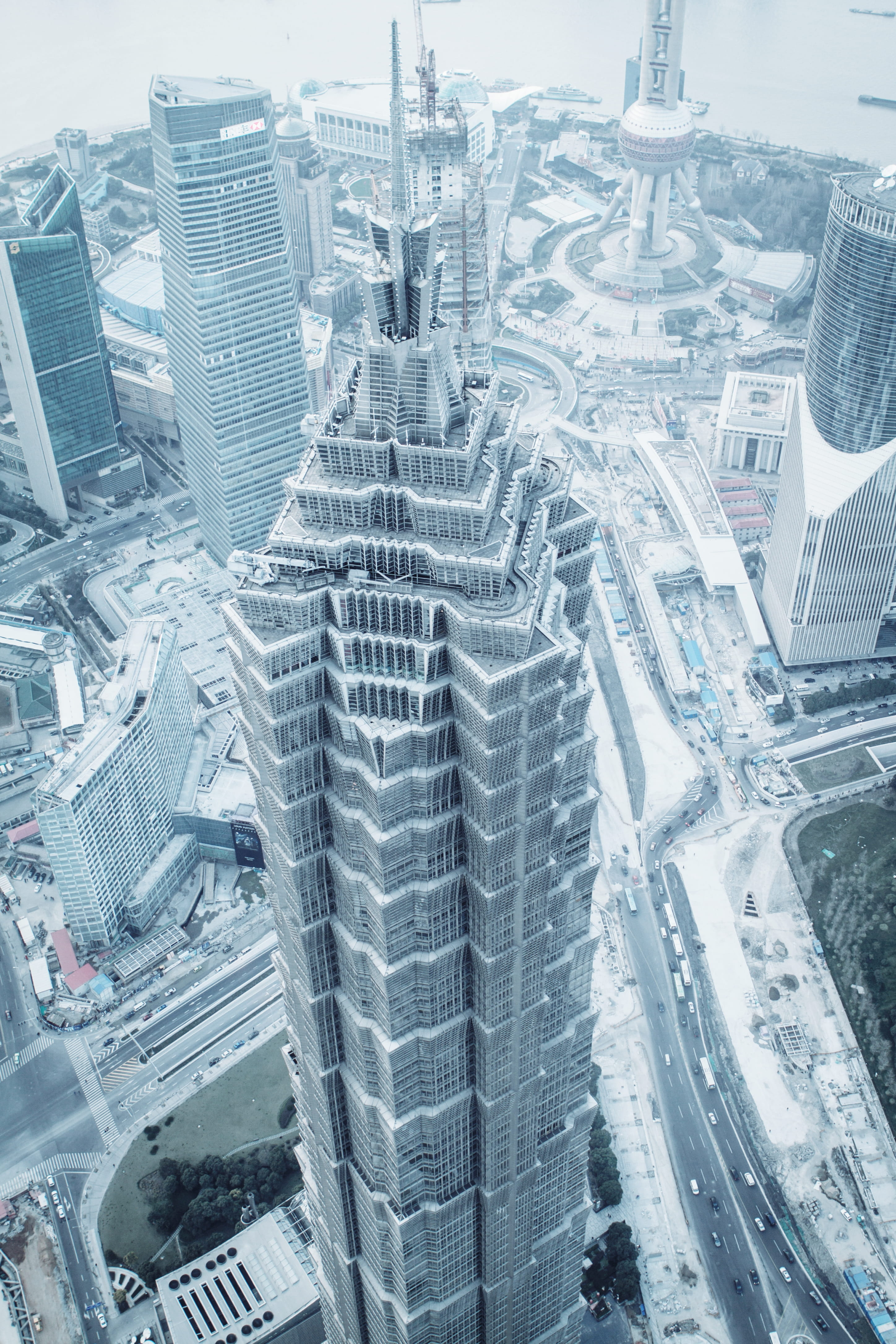 town, sky, financial district, nature, building, built structure, tall - high, cityscape, urban, day, shanghai, winter, office building exterior, downtown, Phone HD Wallpaper