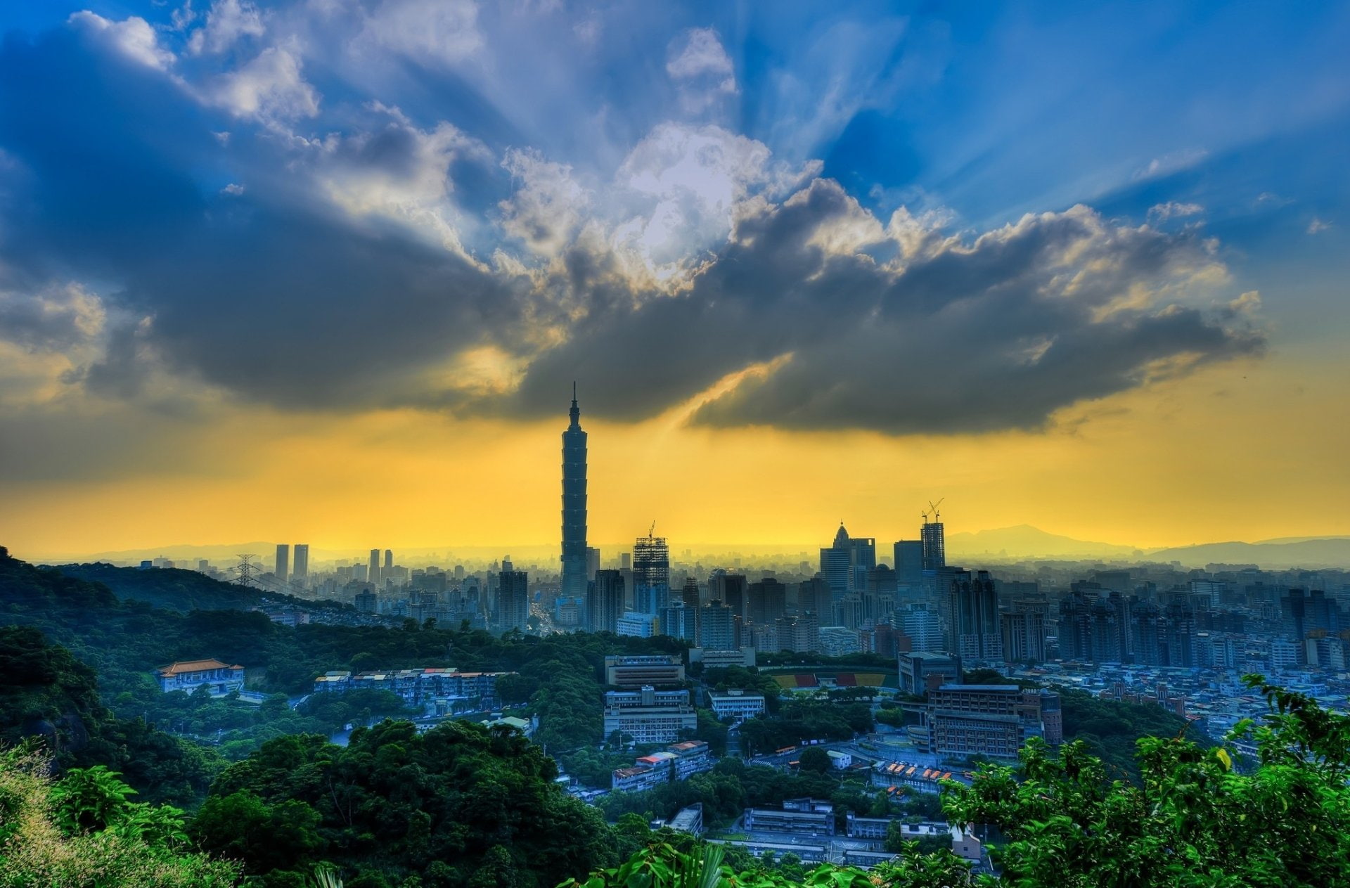Taipei, Sunset, Taipei 101, China, 1080P, Cities, HD Wallpaper