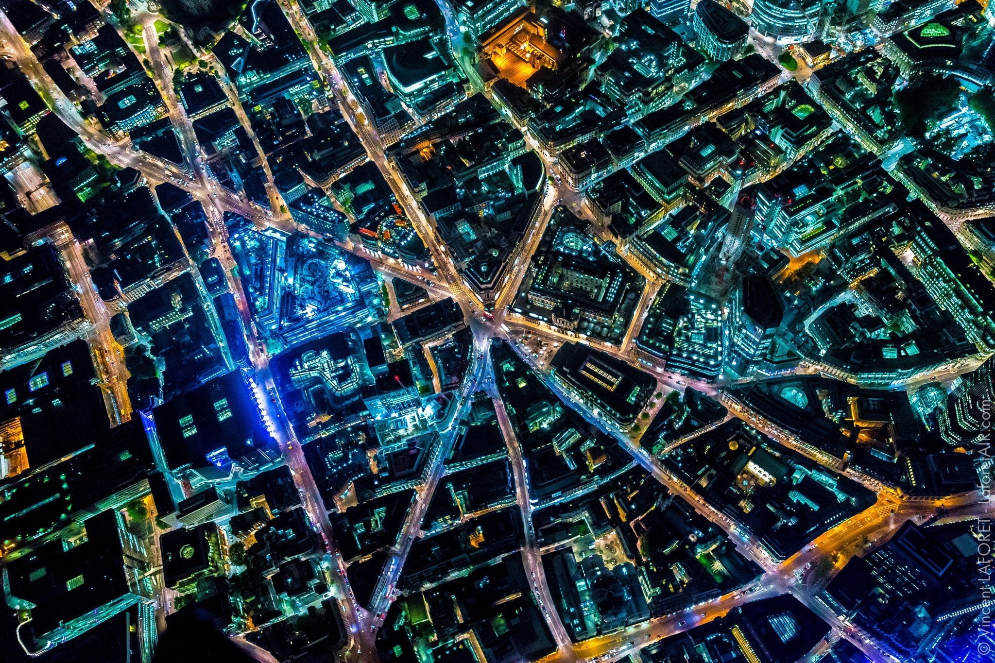 Vincent Laforet, Aerial View, London, Colorful, Dark, building, city, Cityscape, 1080P, HD Wallpaper