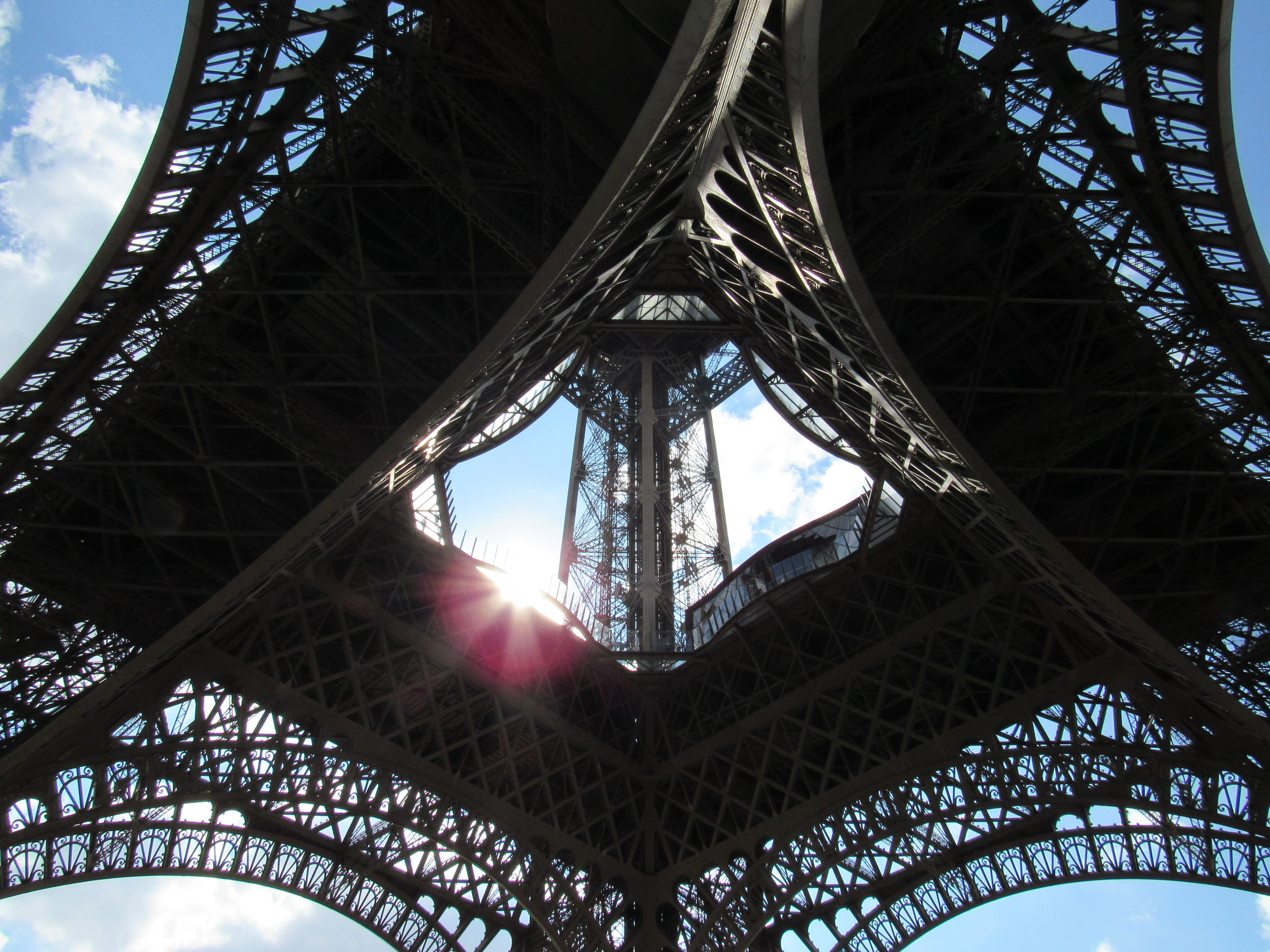 history, day, sunlight, tower, directly below, bridge, travel destinations, eiffel tower, iron - metal, monument, sky, lens flare, architecture, outdoors, HD Wallpaper