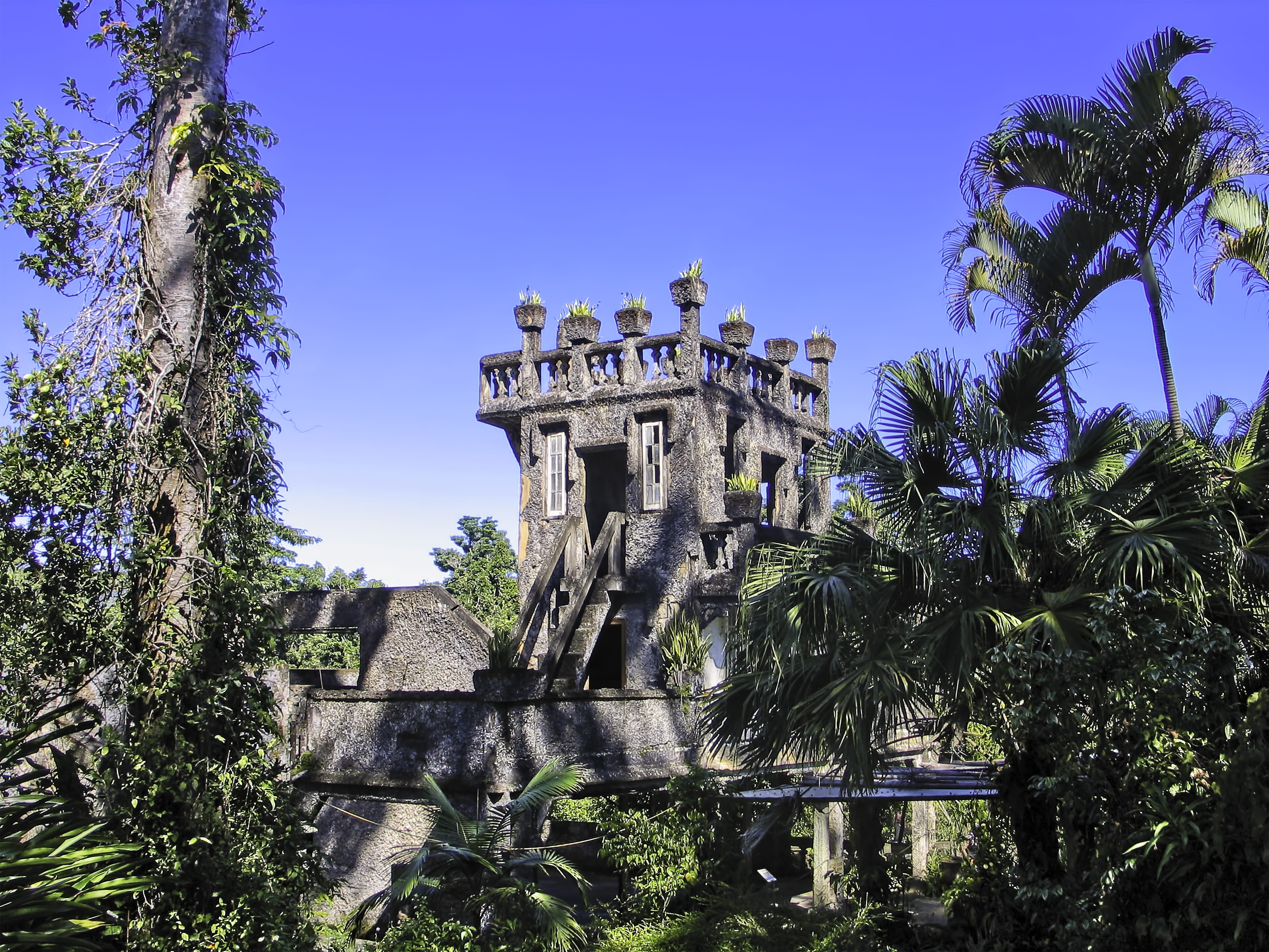 no people, tree, clear sky, plant, queensland, architecture, growth, paronella park, ancient building, history, tourist spot, ancient civilization, tropical queensland, HD Wallpaper