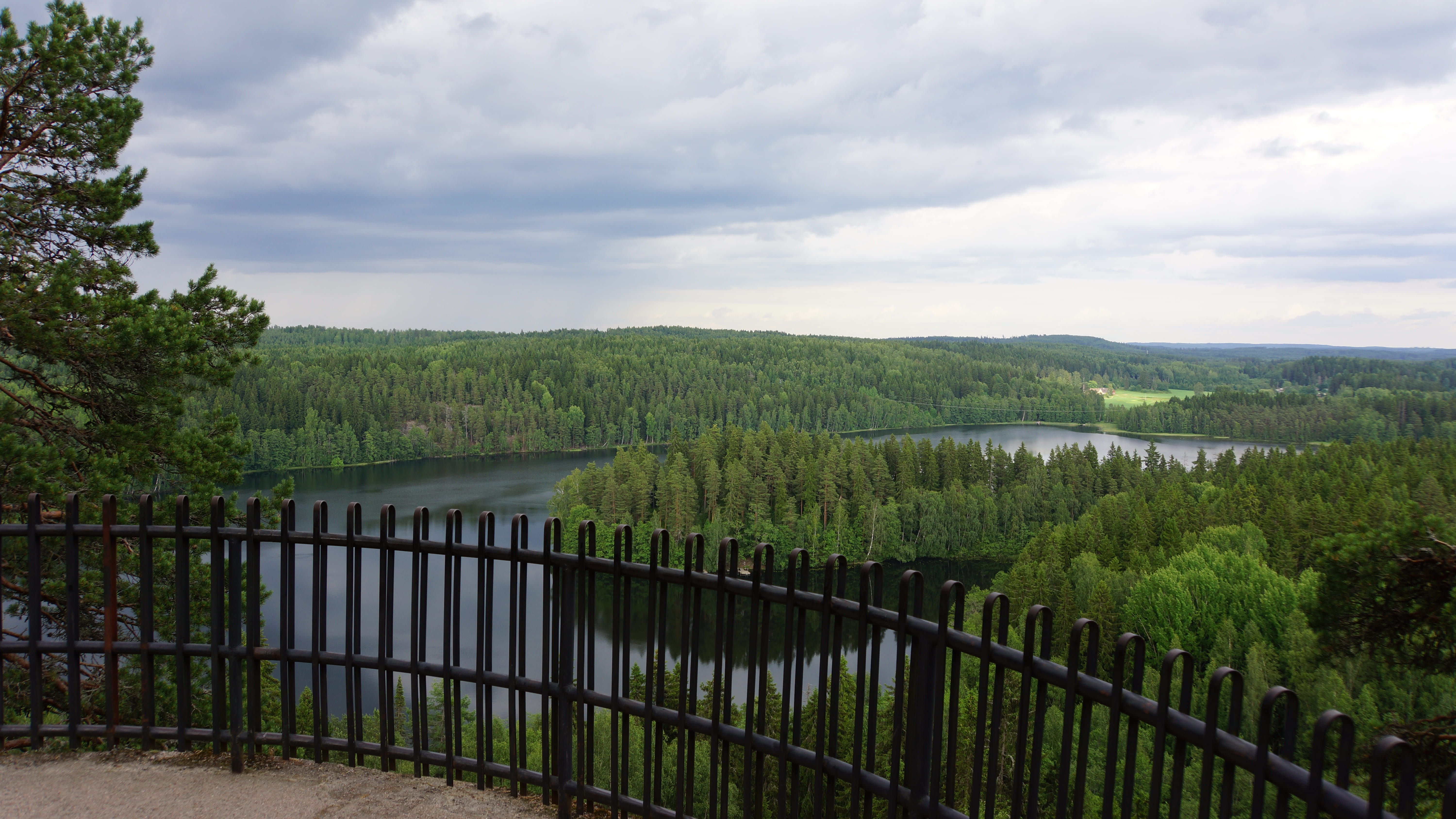 vantage point, tranquility, beauty in nature, finnish, nature, tourist spot, barrier, growth, green color, tourism, tree, scenics - nature, day, lake, cloud - sky, HD Wallpaper