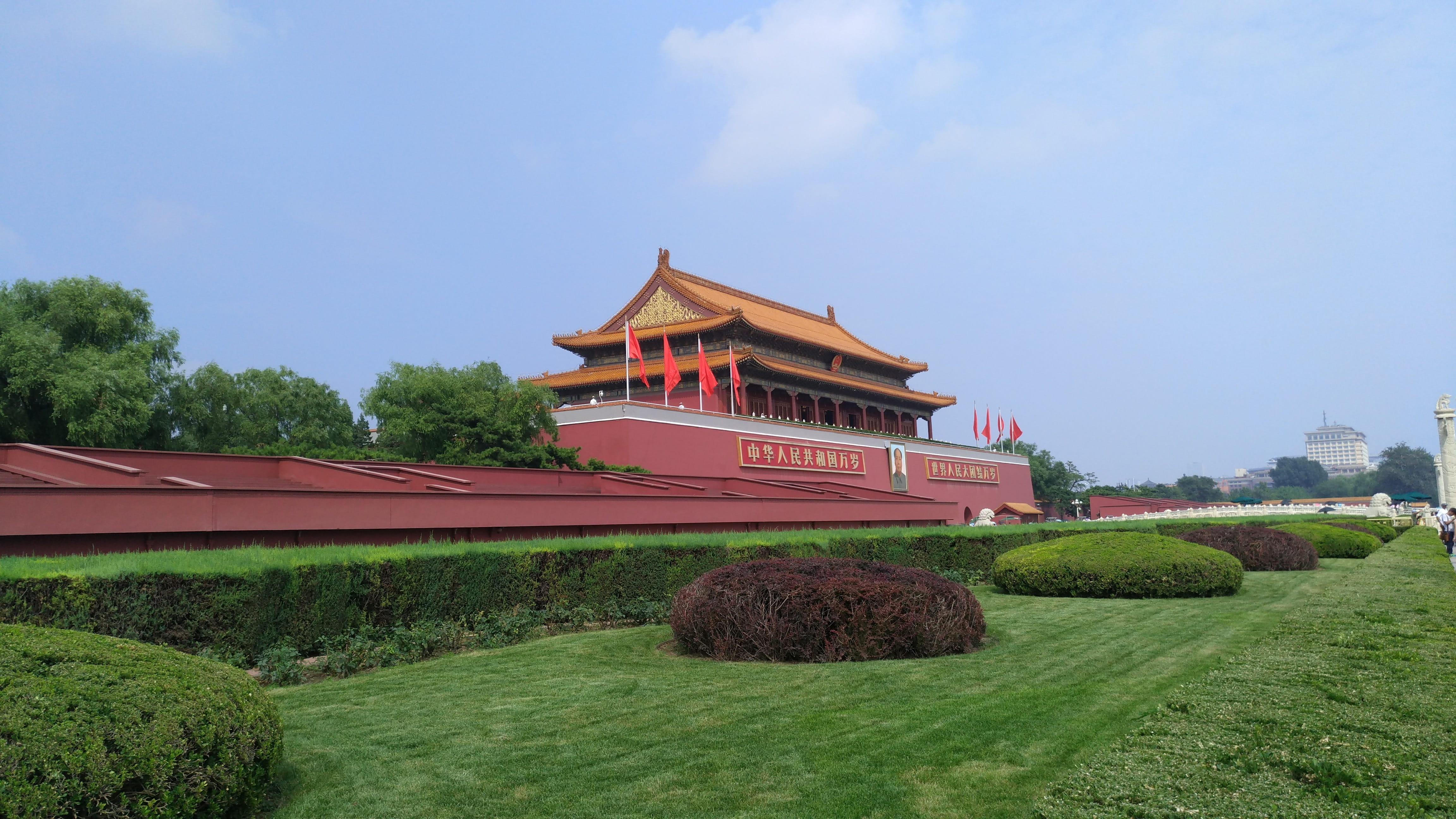 history, building exterior, tree, 4K, plant, Beijing, built structure, no people, cloud - sky, religion, green, Tiananmen Square, belief, nature, green color, HD Wallpaper