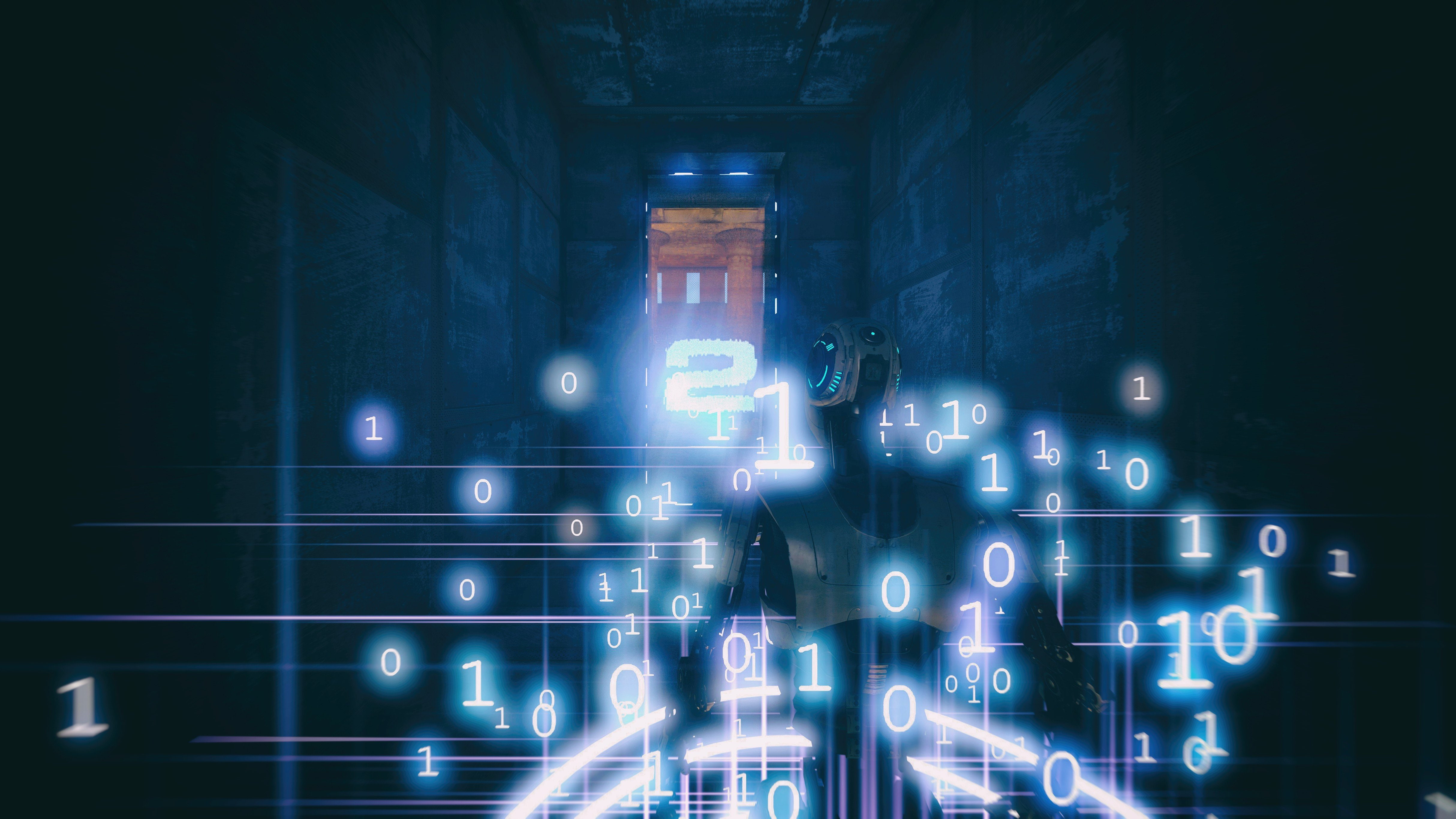 the talos principle screen shot video games robot binary, 4K, HD Wallpaper