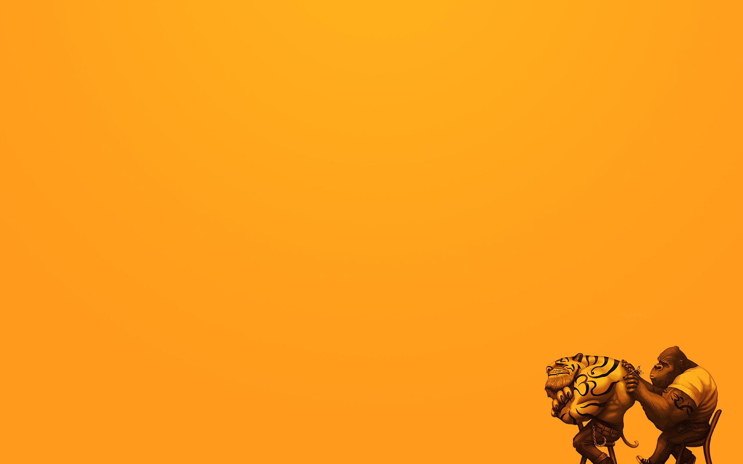 2K, 2560x1600, tattooing, gorilla, tiger, illustration, funny, tattoo, HD Wallpaper