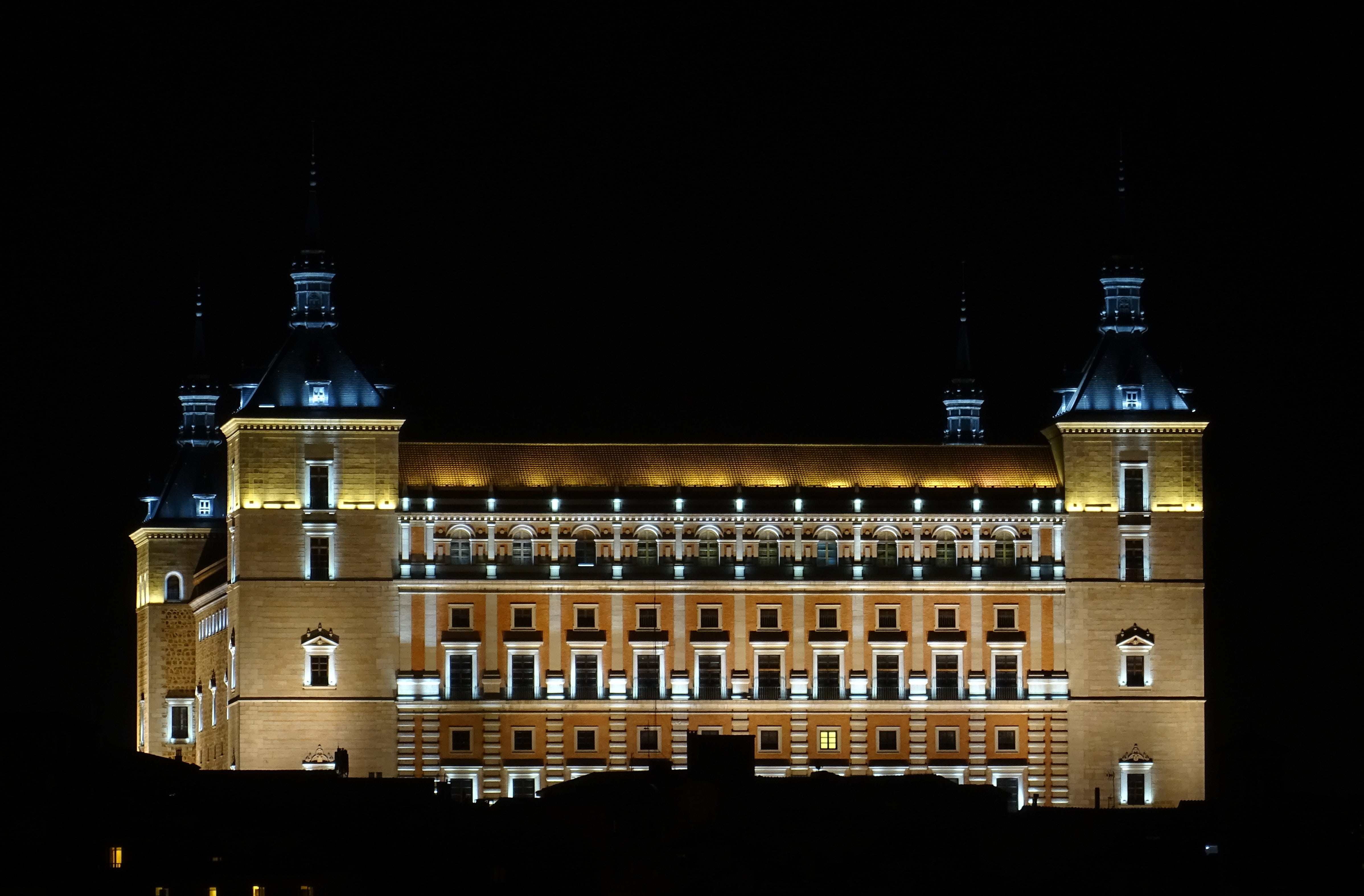 toledo, alcazar, facade, building exterior, built structure, window, dark, container, architecture, history, no people, bottle, building, travel destinations, HD Wallpaper