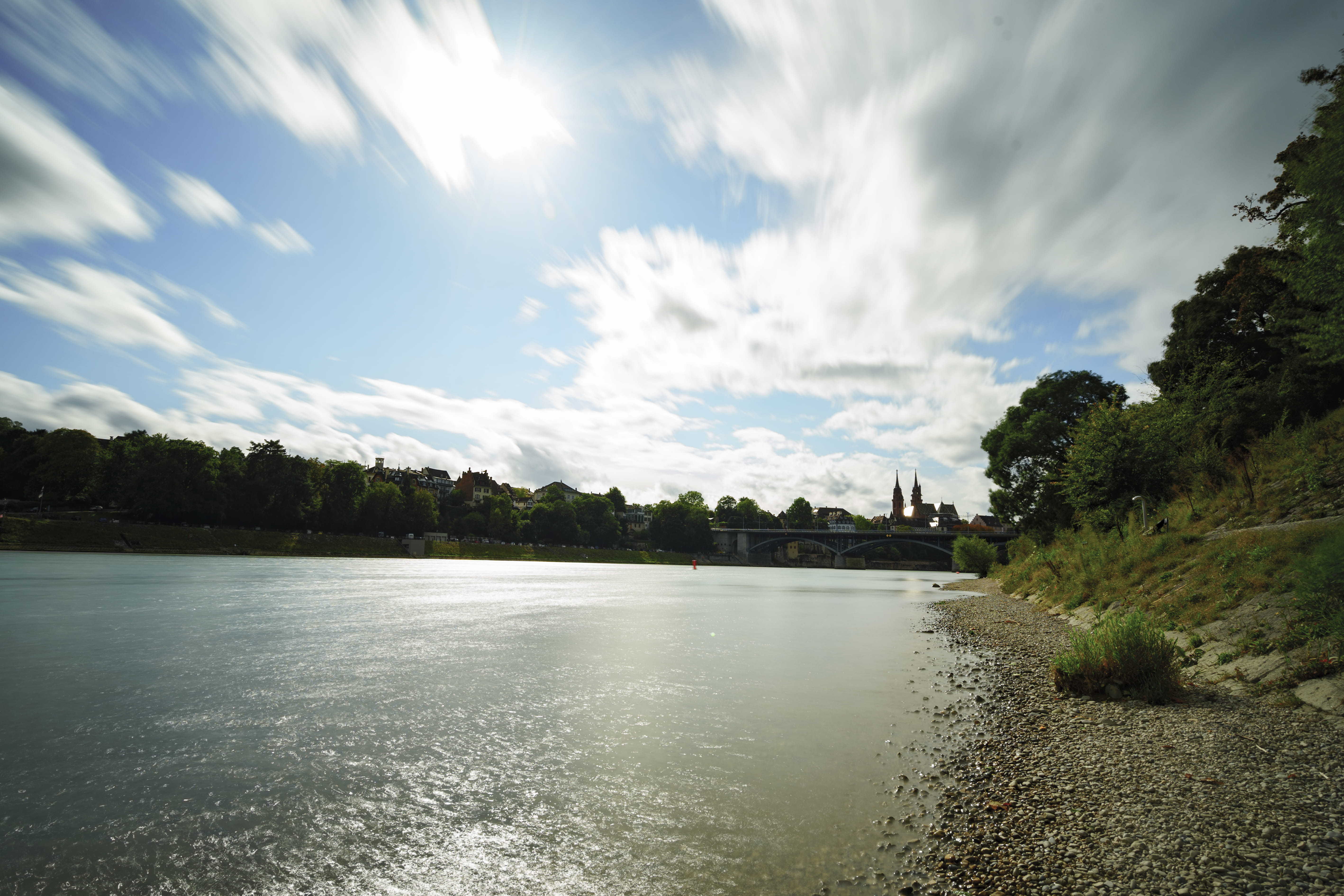 architecture, rhein, clouds, waterfront, tree, nature, rhine, day, outdoors, built structure, 5K, tranquil scene, tranquility, beauty in nature, river, HD Wallpaper