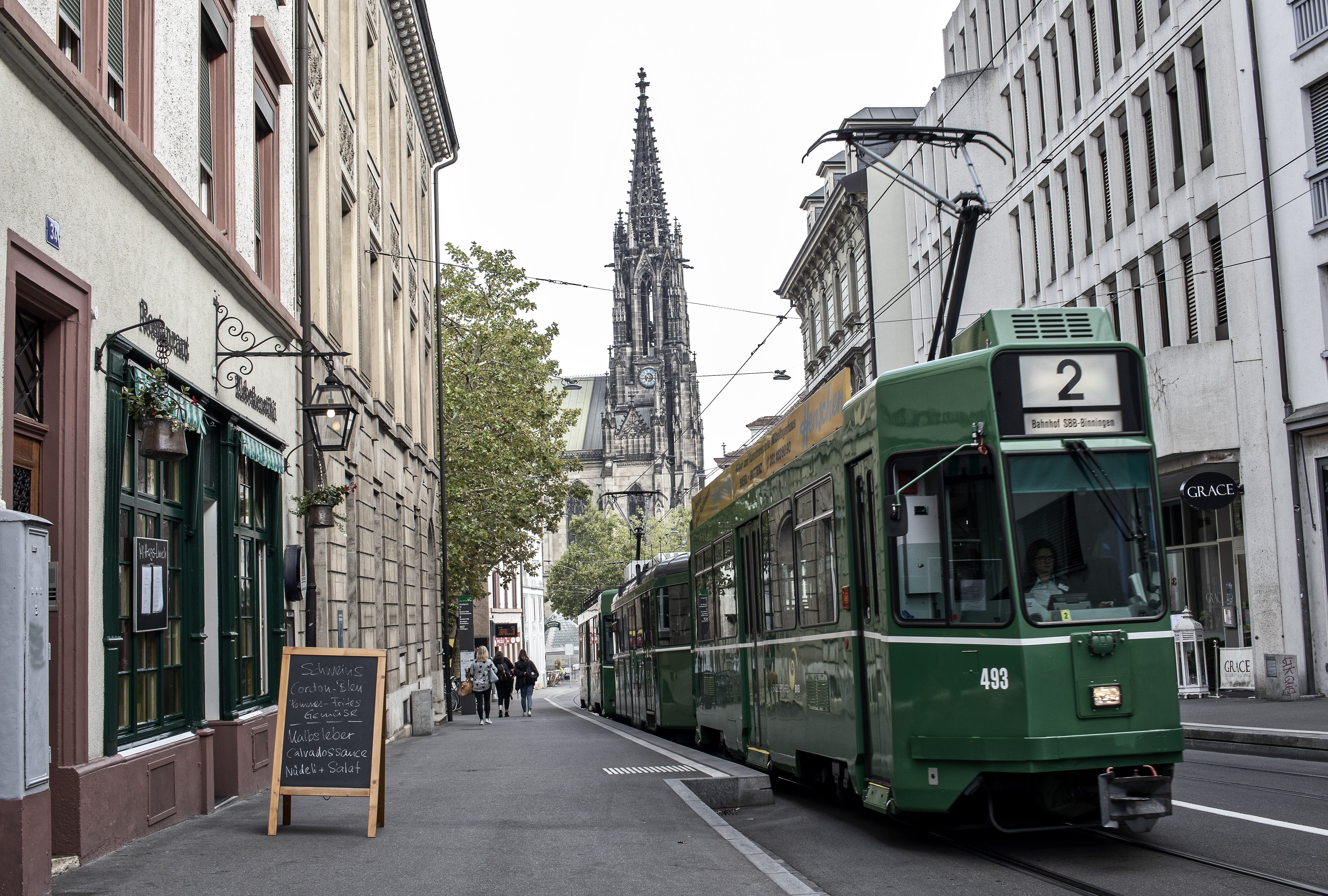 basel, public transportation, road, tram, rail transportation, mode of transportation, railroad track, transportation, traffic, built structure, rail traffic, HD Wallpaper