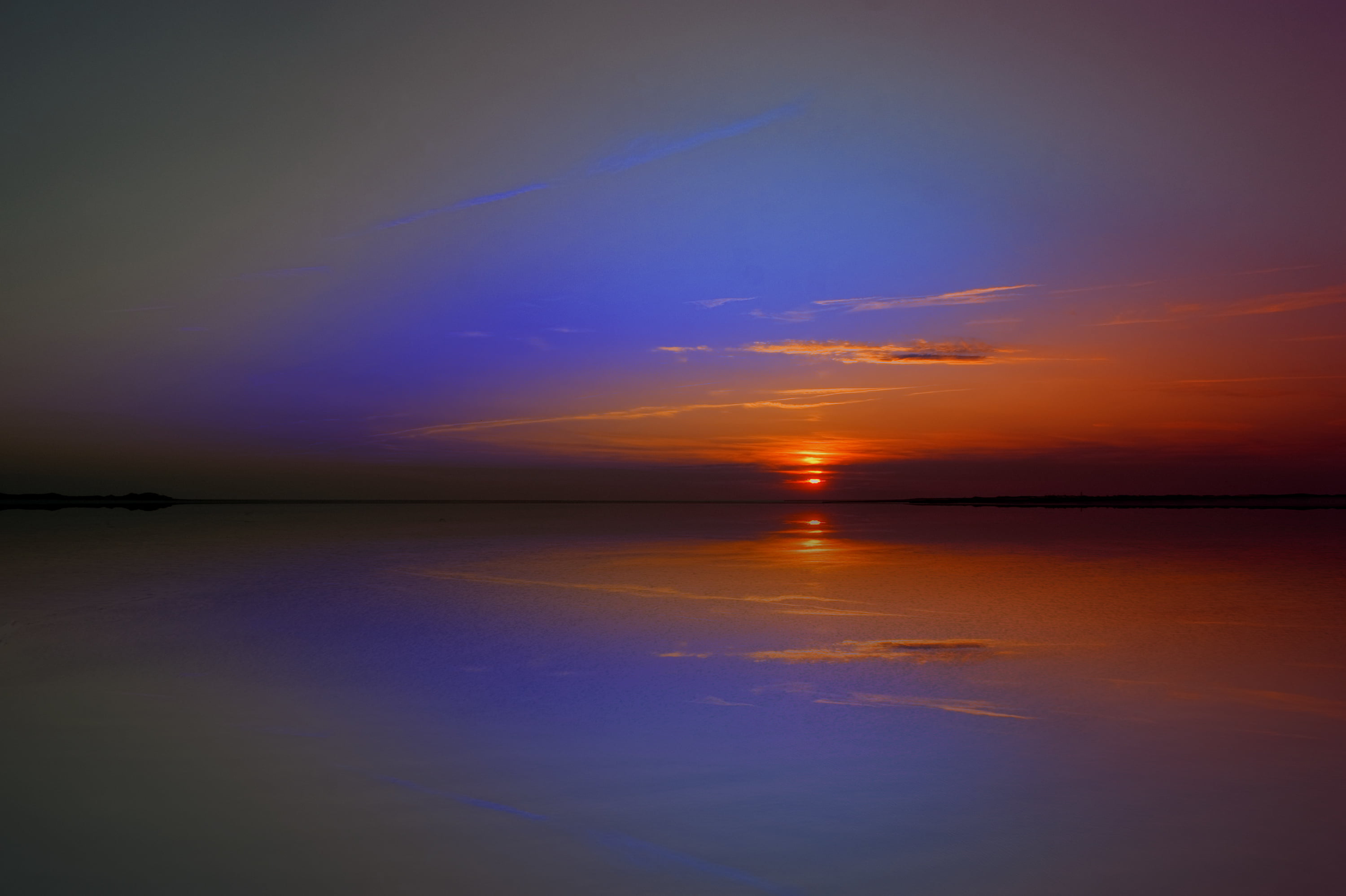 sunset, the evening, body, Wyk auf Föhr, beauty in nature, romantic sky, cloud - sky, reflection, idyllic, water, nature, waterfront, sky, The sound of silence, HD Wallpaper