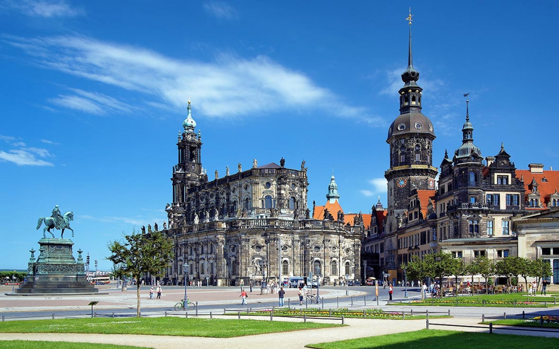 dresden, desktop, theaterplatz, hofkirche, das, 1080P, residenzschloss, die, blick, den, vom, auf, windowsx, und, semperbau, backgrounds, HD Wallpaper