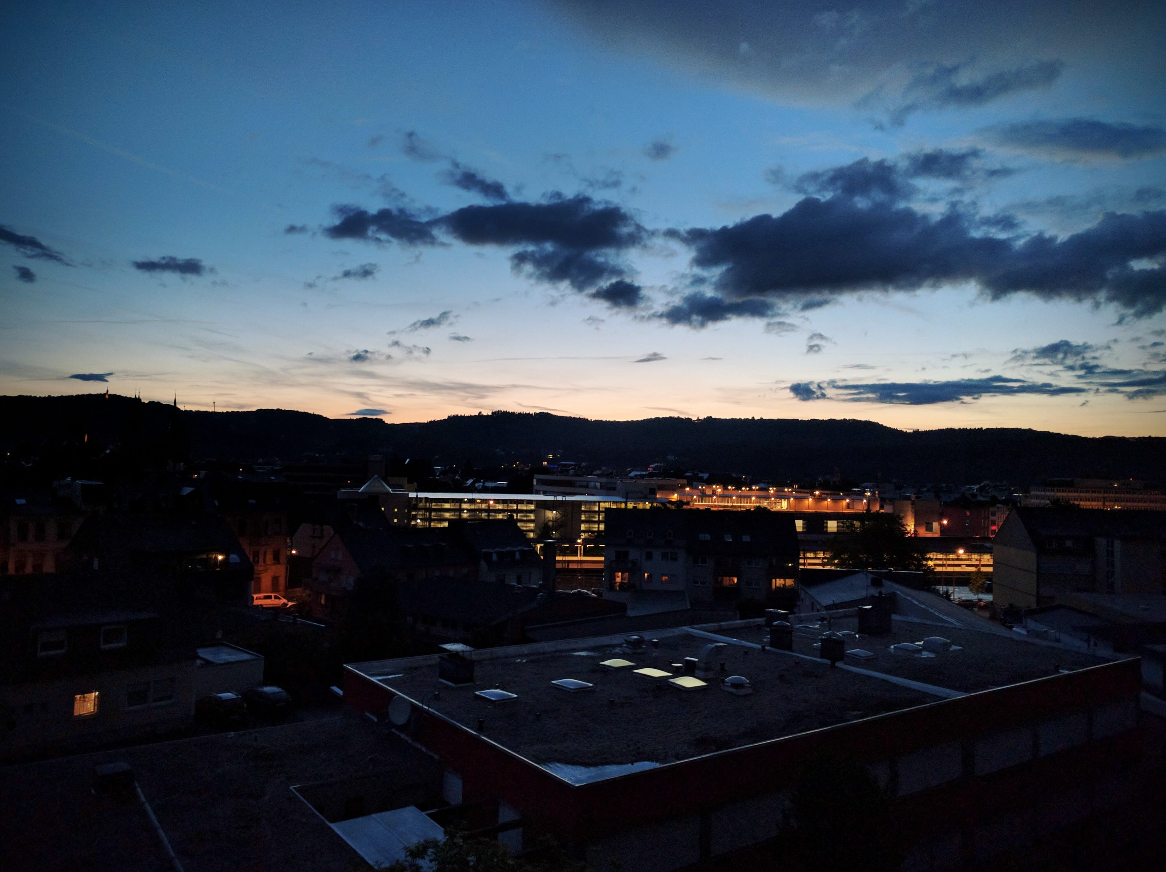 built structure, trier ost, building, house, high angle view, cityscape, twilight, town, dream, building exterior, townscape, city, illuminated, outdoors, HD Wallpaper