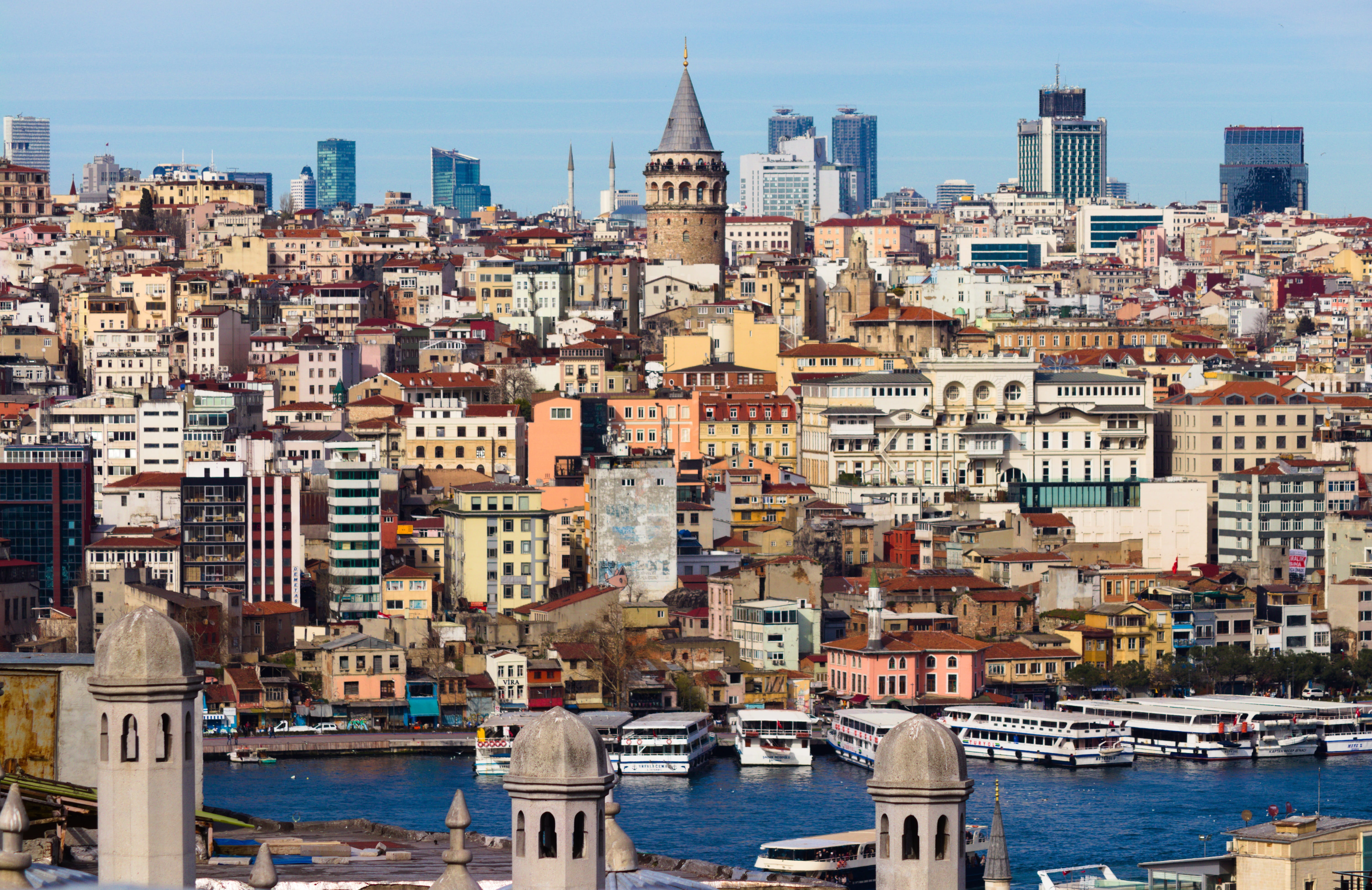 office building exterior, date, no people, blue, waterfront, marine, building, skyscraper, on, building exterior, bridge, travel, cami, peace, galata, nautical vessel, HD Wallpaper