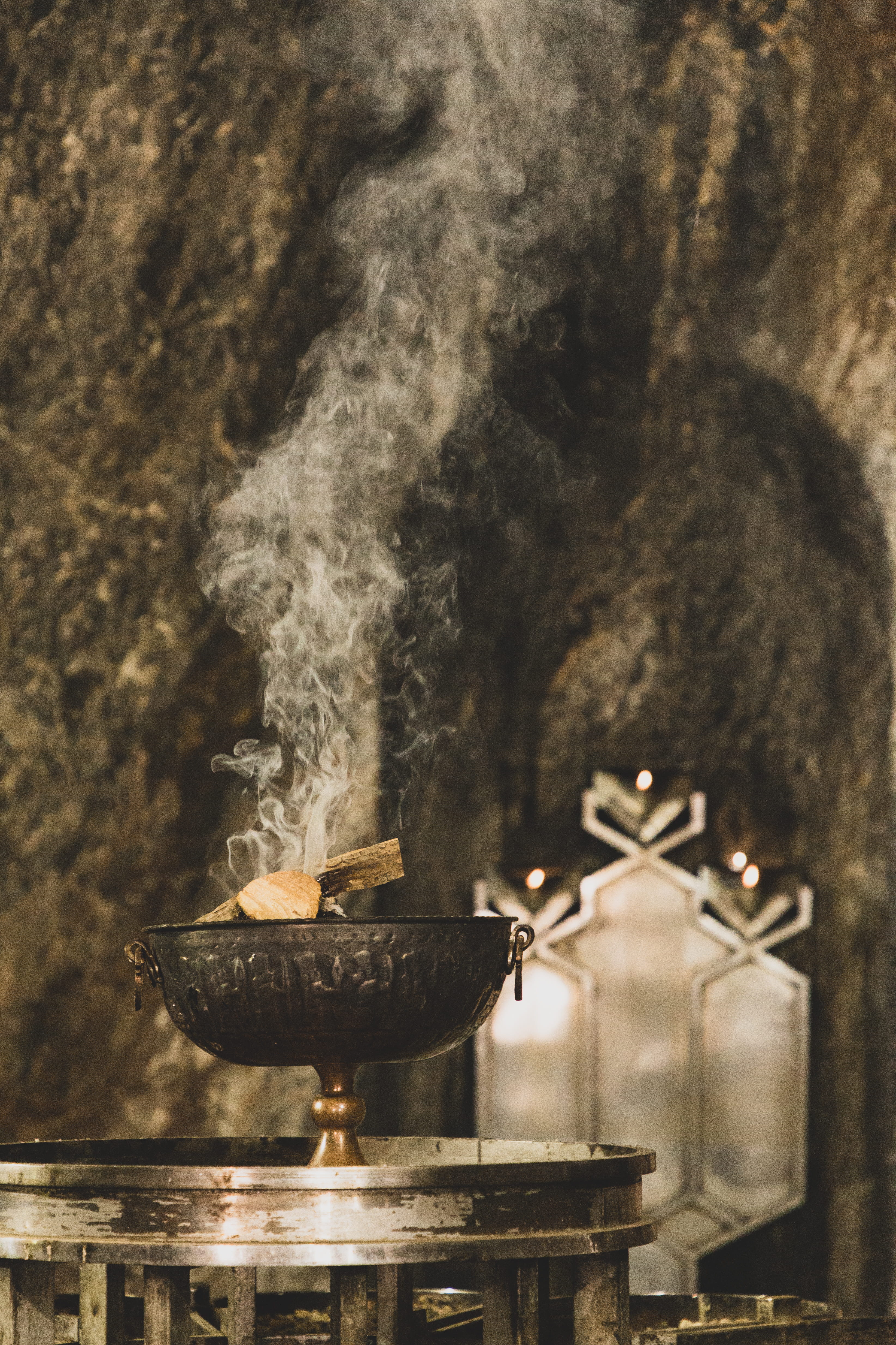 incense, preparation, preparing food, iran, pot, spirituality, no people, smoke, dark, fire, iron, focus on foreground, closeup, burning, urn, architecture, Phone HD Wallpaper