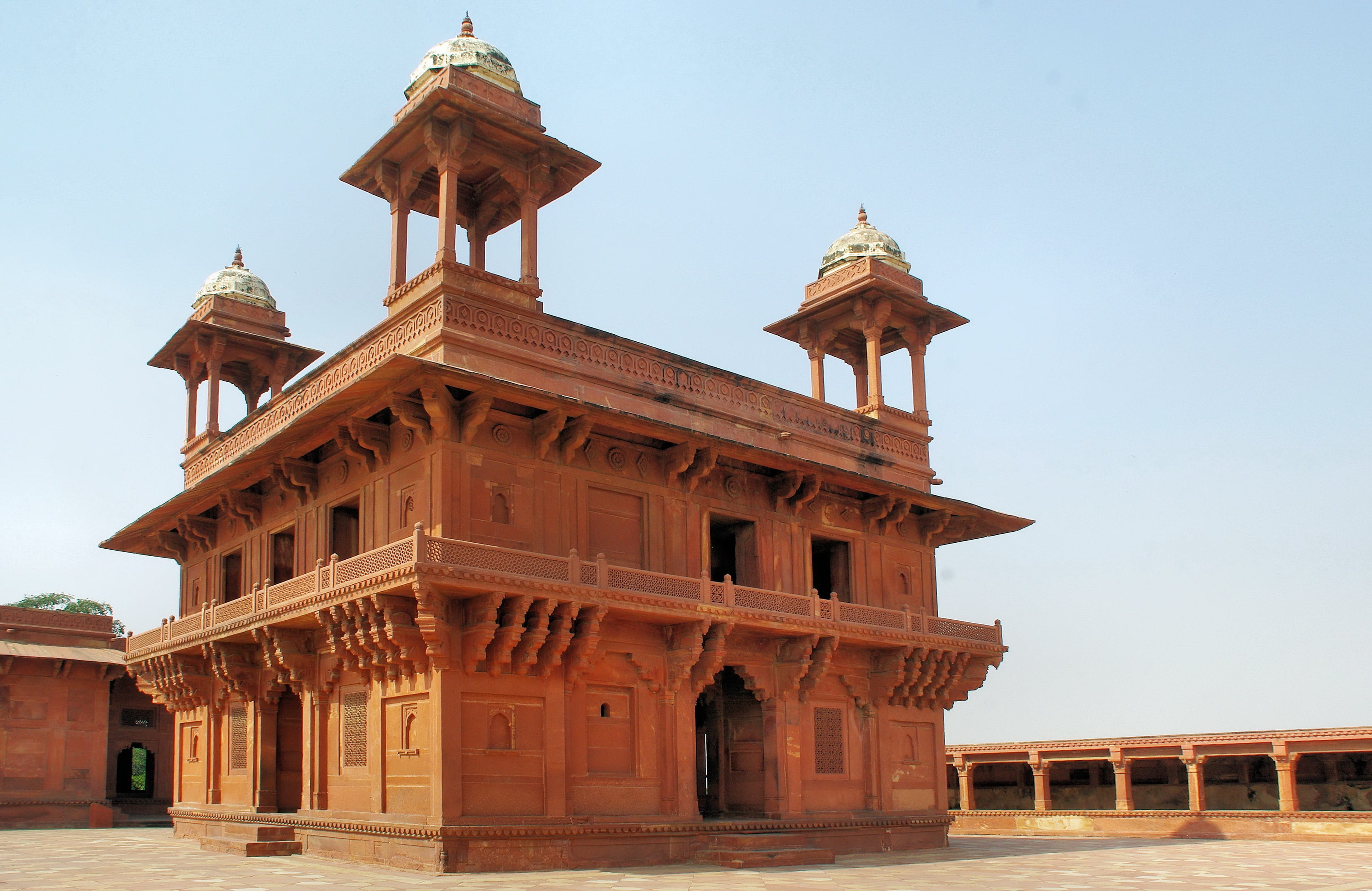 built structure, tourism, religion, palace, fahtepur-sikri, building exterior, history, sky, clear sky, red sandstone, pavilion, india, travel, day, building, HD Wallpaper