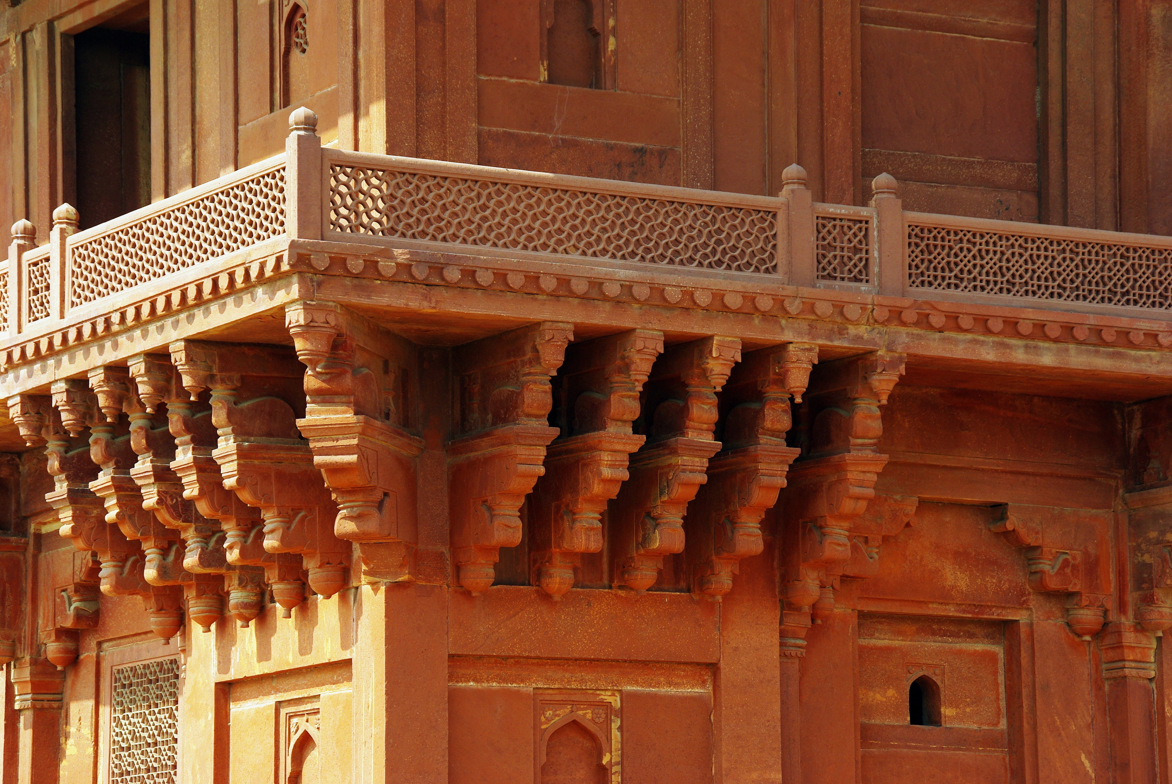 pattern, old, fahtepur sikri, ancient, 4K, palace, wood - material, luxury, building exterior, no people, stone lace, ancient history, railing, carving - craft product, HD Wallpaper