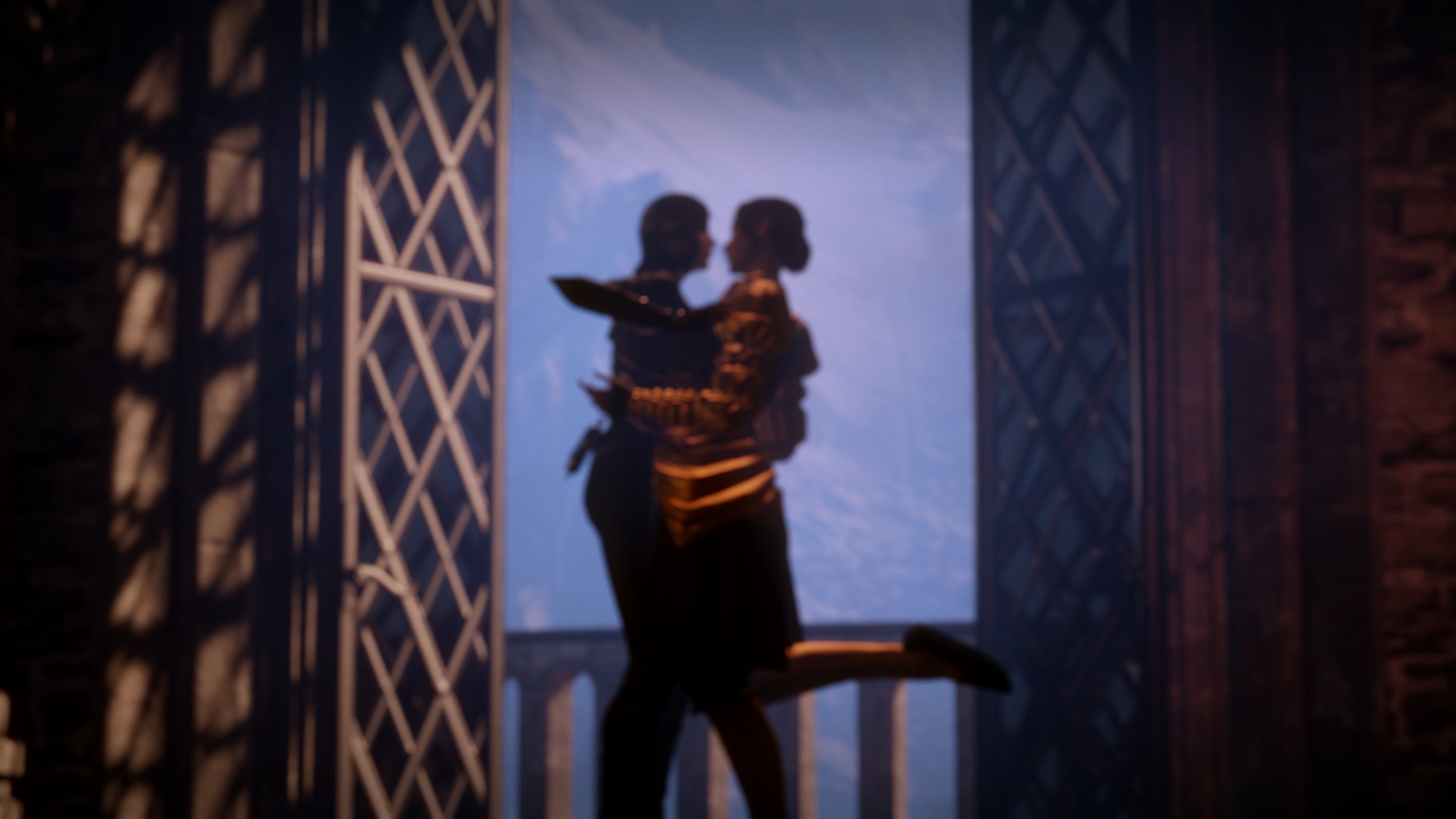 Dragon Age: Inquisition, couple, Dragon Age, Inquisitor, video games, Skyhold, Hug, Dragon Age Inquisition, 1080P, Josephine Montilyet, PC gaming, HD Wallpaper