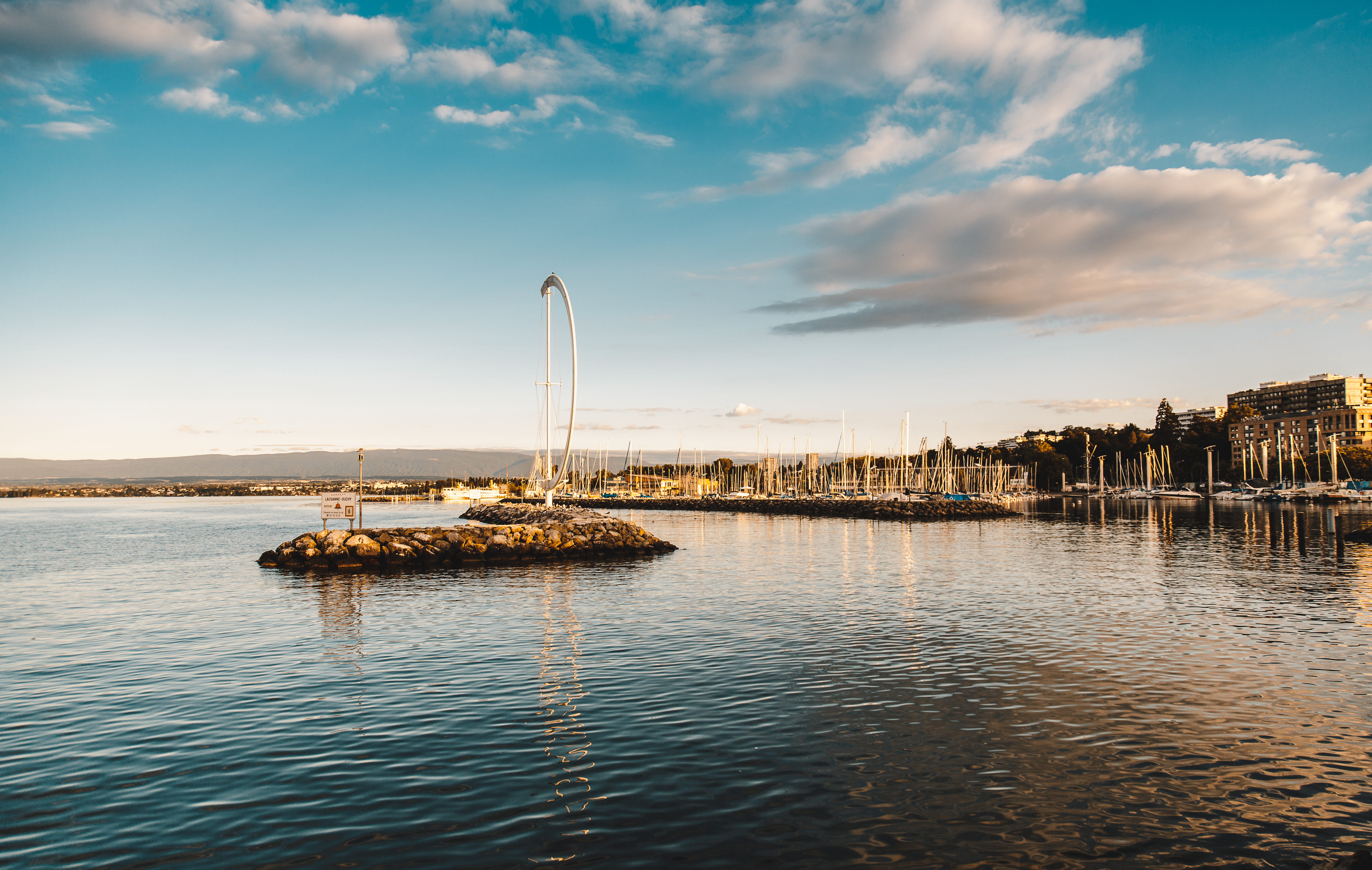 bay, mode of transportation, switzerland, reflection, tranquility, architecture, no people, ouchy, scenics - nature, nature, water, built structure, 5K, HD Wallpaper