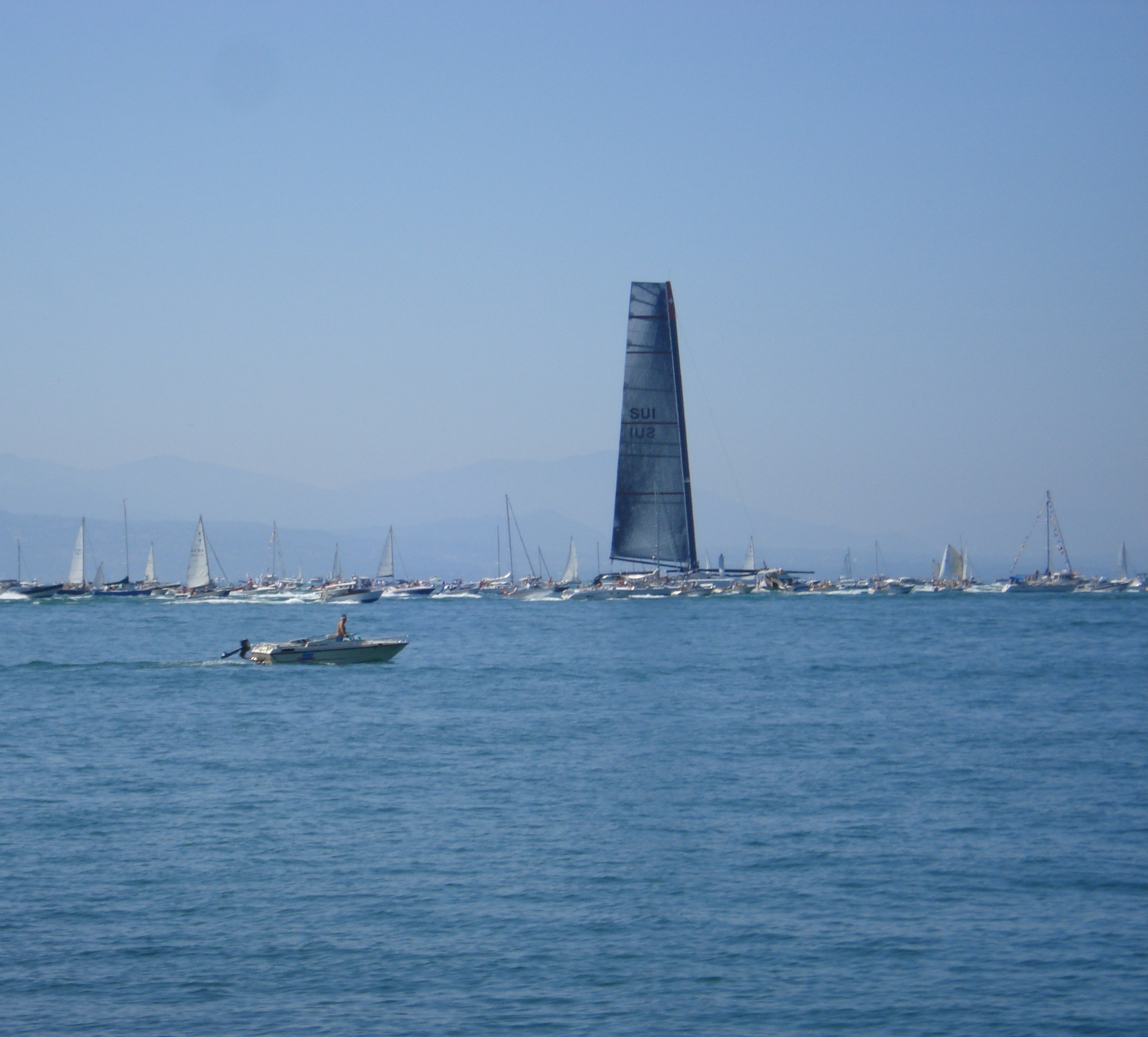 alinghi, outdoors, copy space, day, canvas, nautical vessel, waterfront, clear sky, scenics - nature, yacht, sky, sailboat, blue, transportation, travel, HD Wallpaper