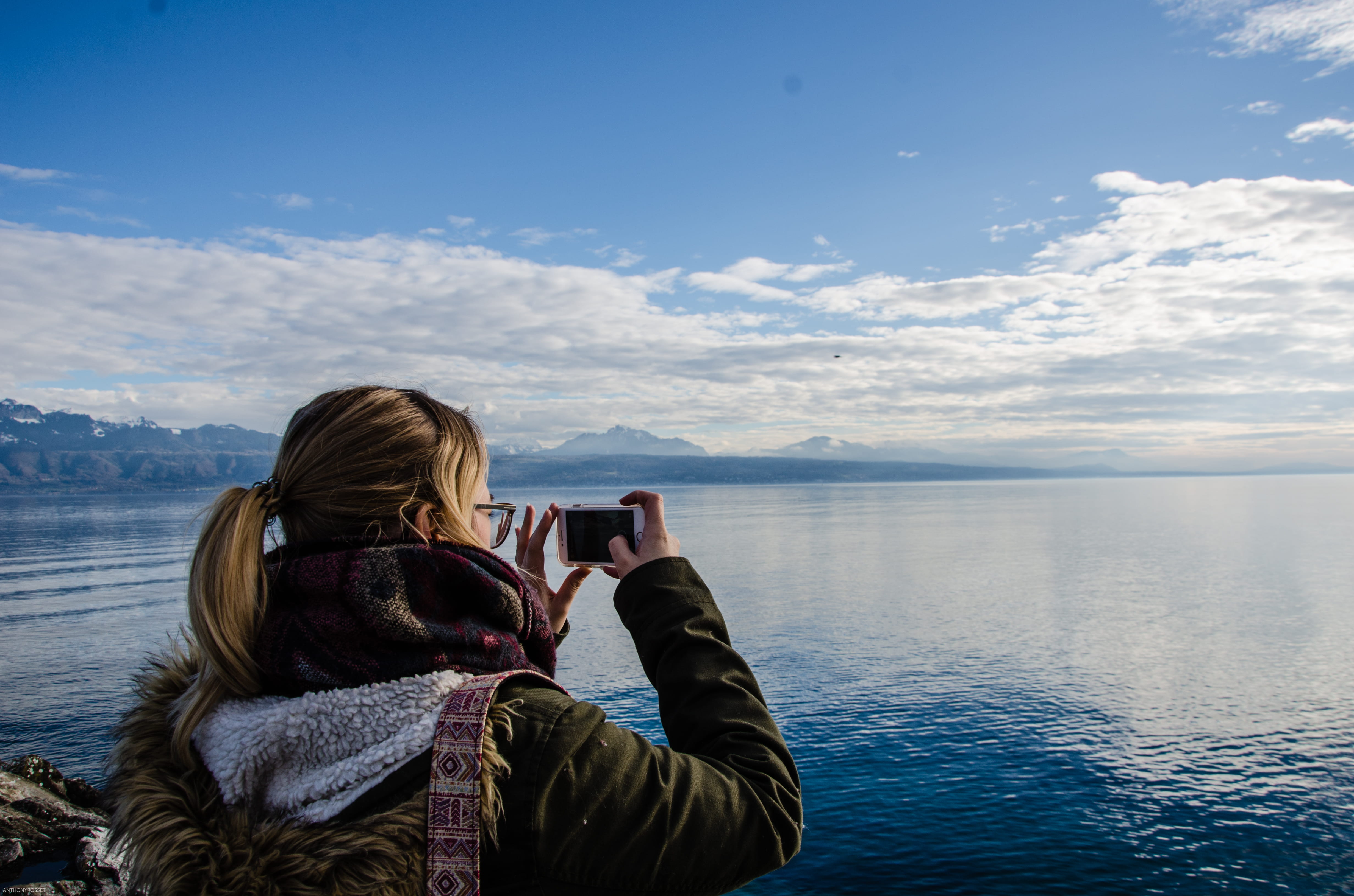 lausanne, cloud - sky, portrait, nature, rear view, sky, lake, capture, wireless technology, apple, outdoors, women, headshot, lifestyles, beauty in nature, HD Wallpaper