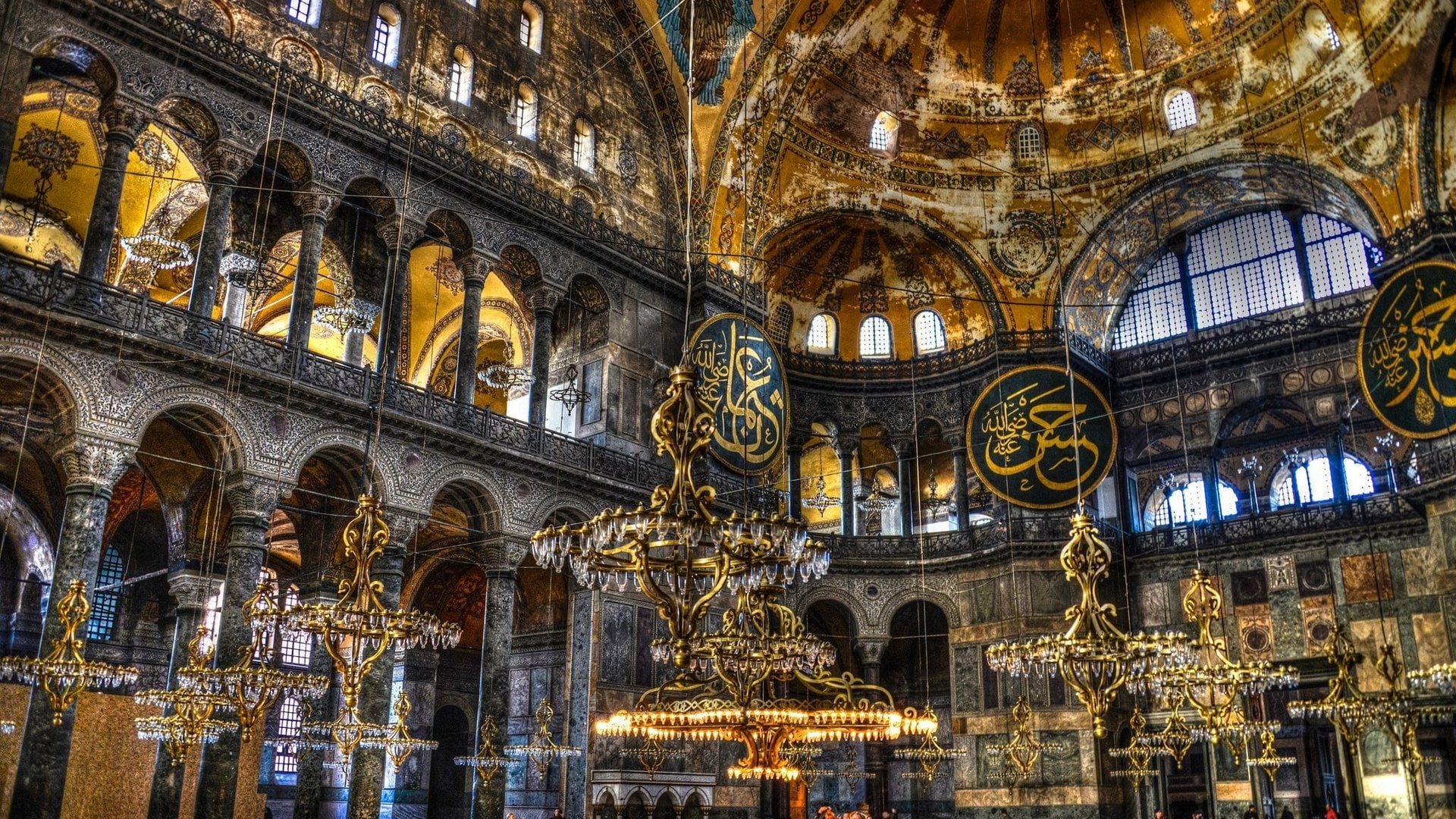 Mosques, history, the past, tourism, travel, place of worship, arch, glass, built structure, Hagia Sophia, illuminated, building exterior, low angle view, HD Wallpaper