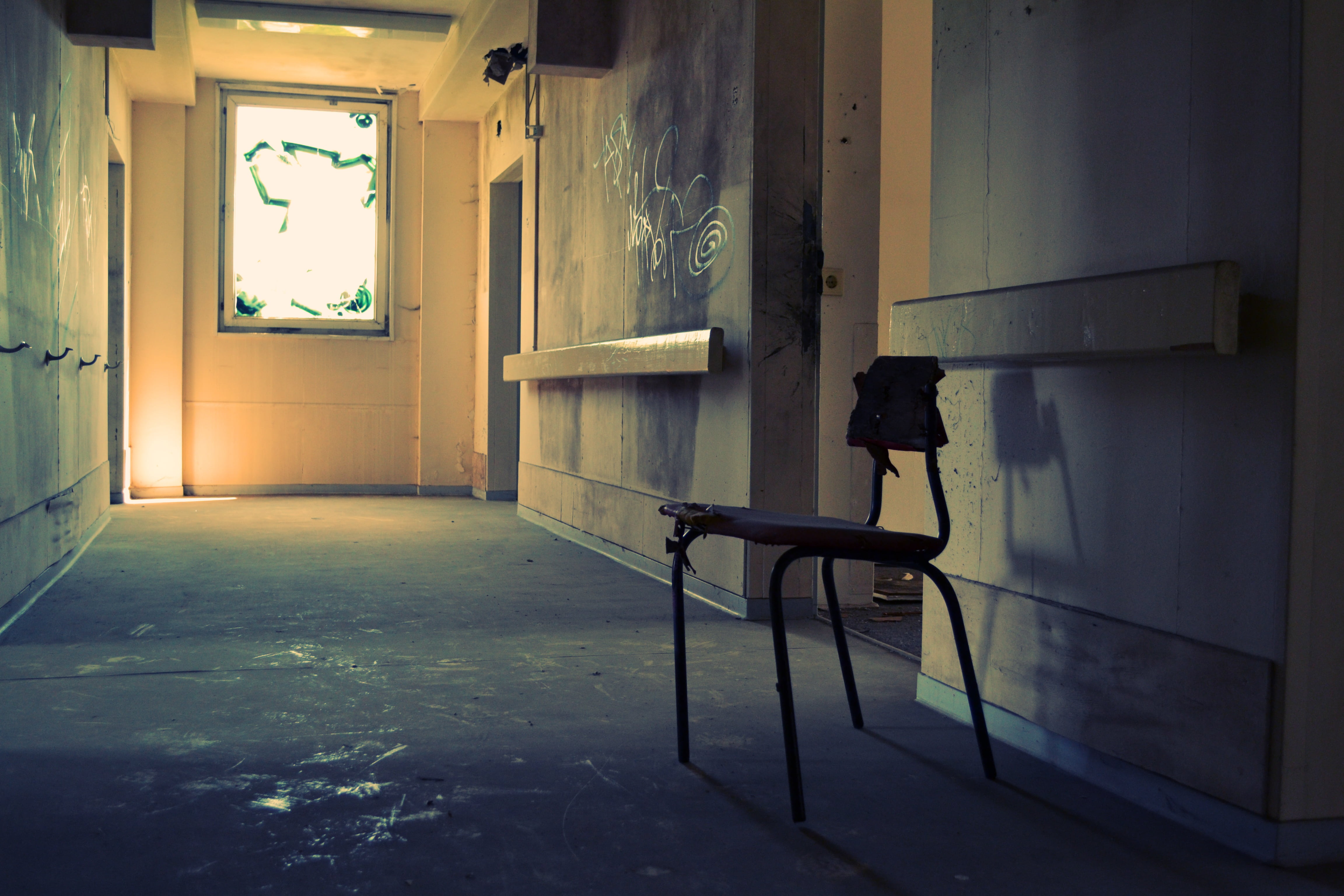 flooring, domestic room, empty, architecture, light - natural phenomenon, run-down, obsolete, home interior, chair, window, building, indoors, absence, HD Wallpaper