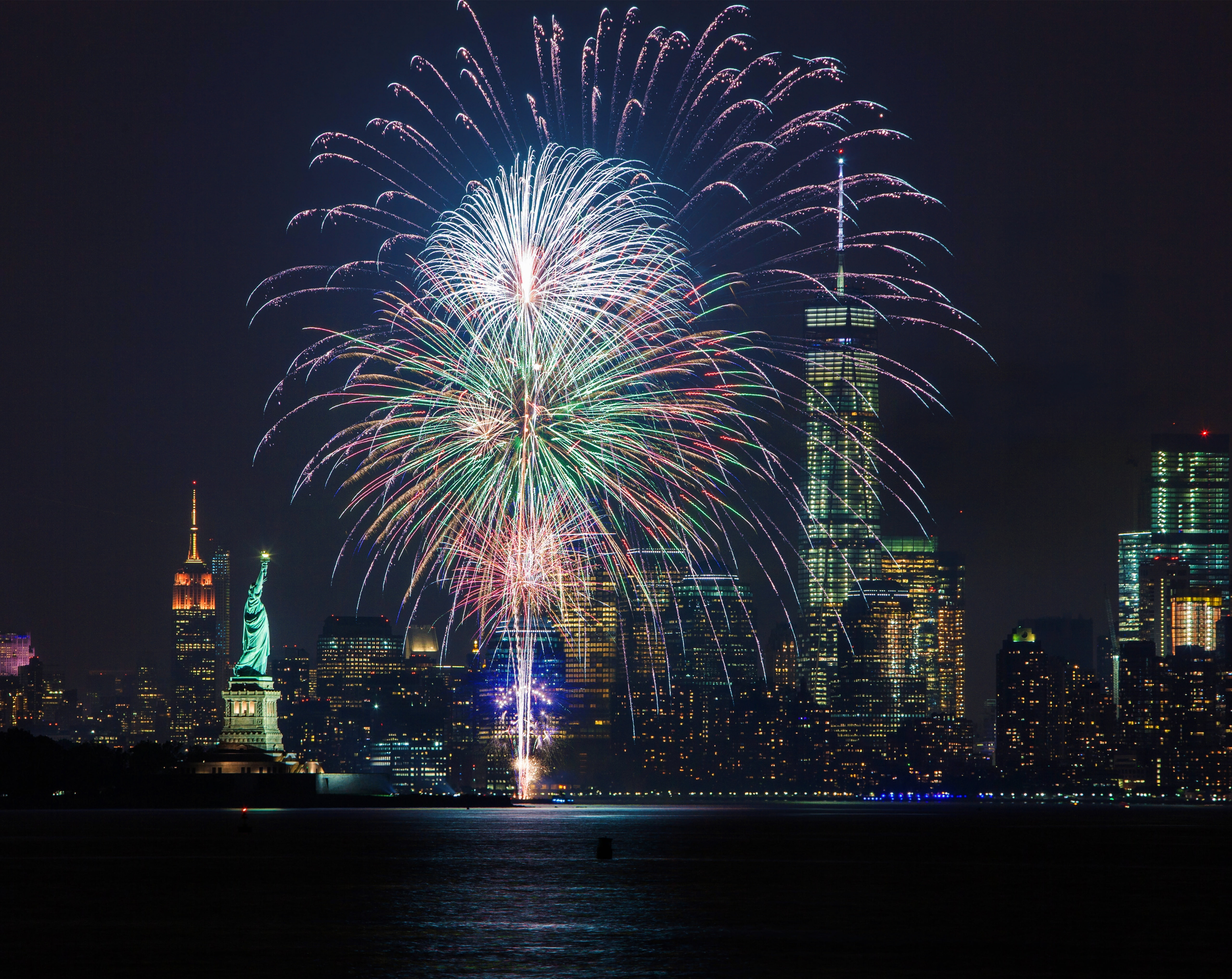 Celebration, night, cityscape, new, skyline, light, New York, building, no people, United States, exploding, york, 5K, arts culture and entertainment, HD Wallpaper