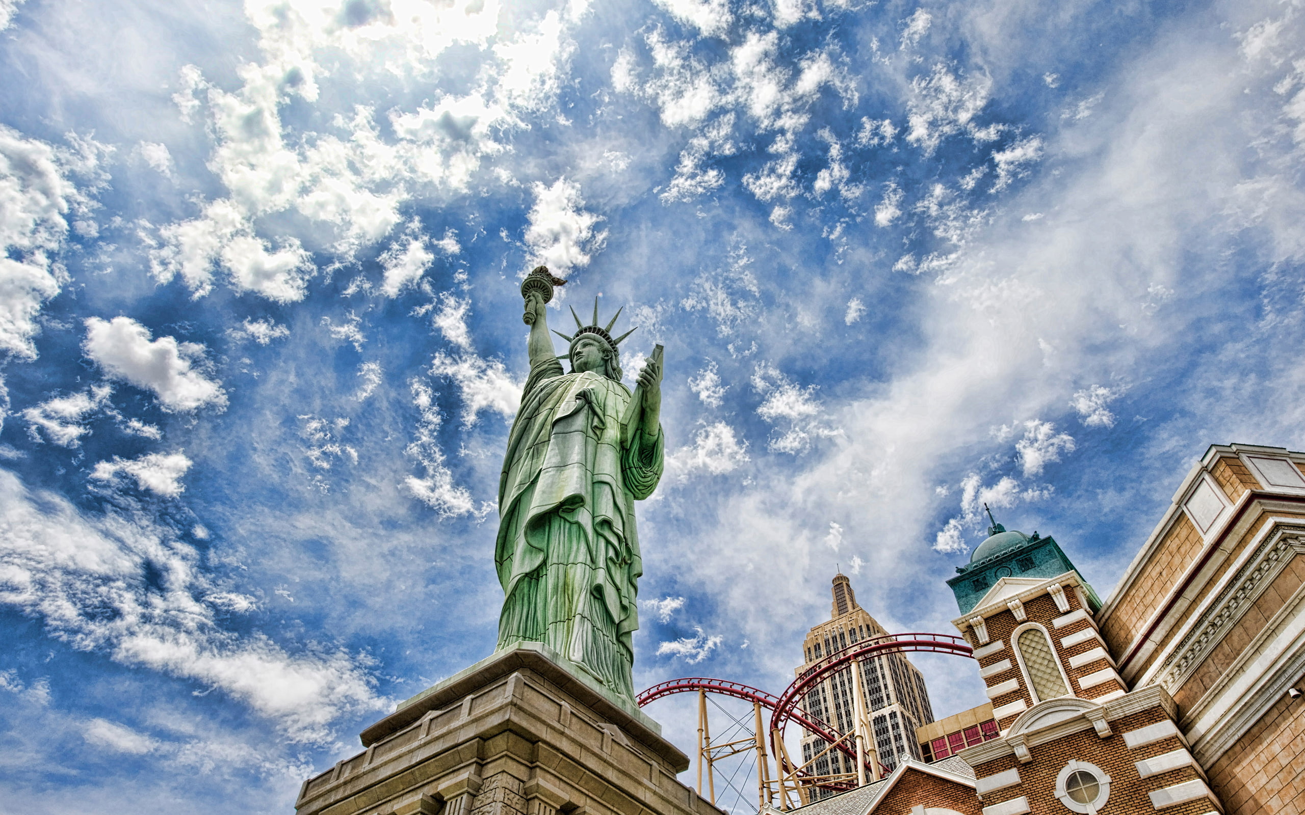 human representation, history, female likeness, building exterior, no people, statue, liberty, sky, statueofliberty, day, highdynamicrange, blue, representation, HD Wallpaper