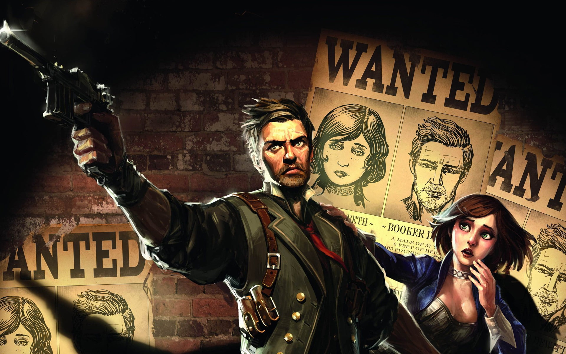 1080P, Elizabeth (BioShock), BioShock Infinite, BioShock, gun, video games, pistol, Booker DeWitt, HD Wallpaper