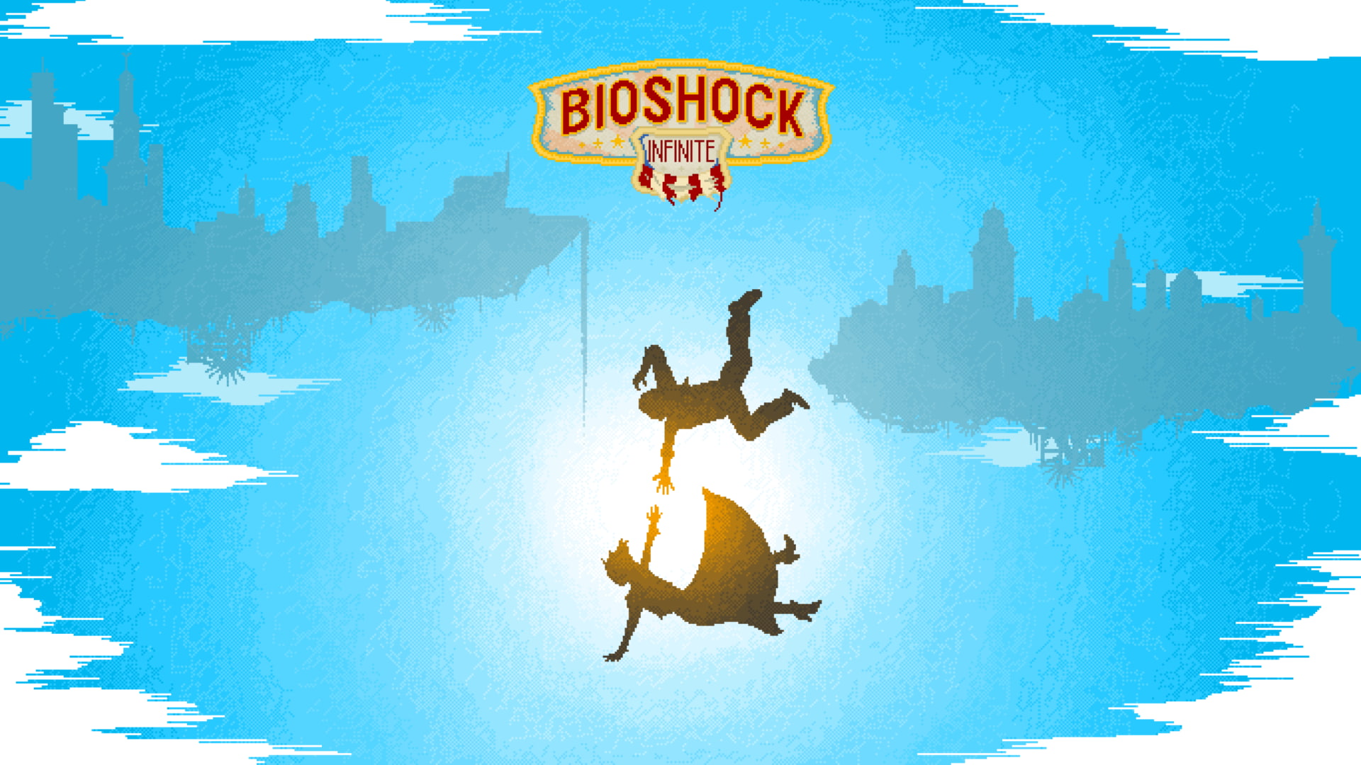 Elizabeth (BioShock), 1080P, pixel art, video games, Booker DeWitt, BioShock Infinite, falling, HD Wallpaper