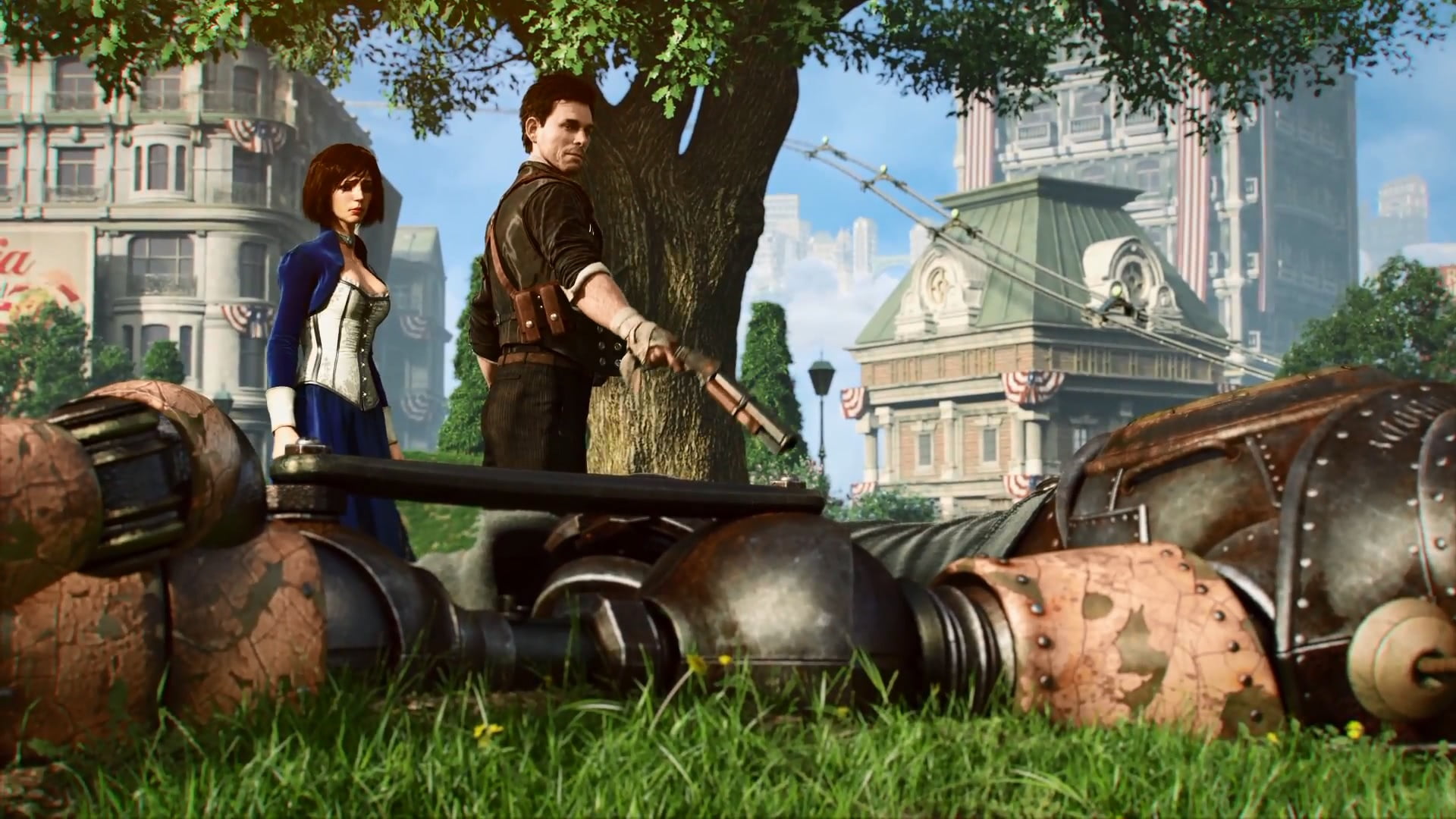 1080P, Big Daddy, Elizabeth (BioShock), video games, BioShock Infinite, Booker DeWitt, HD Wallpaper