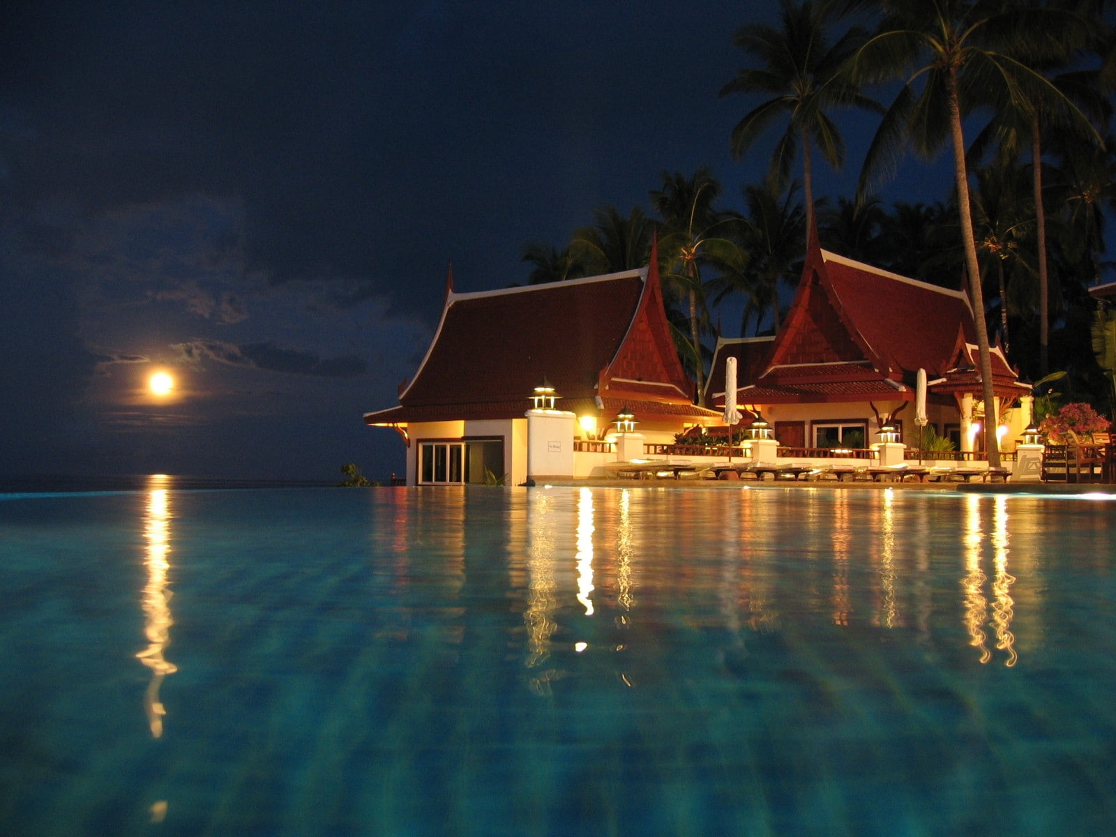 resort, pool, night, swimming pool, 720P, swimming, HD Wallpaper