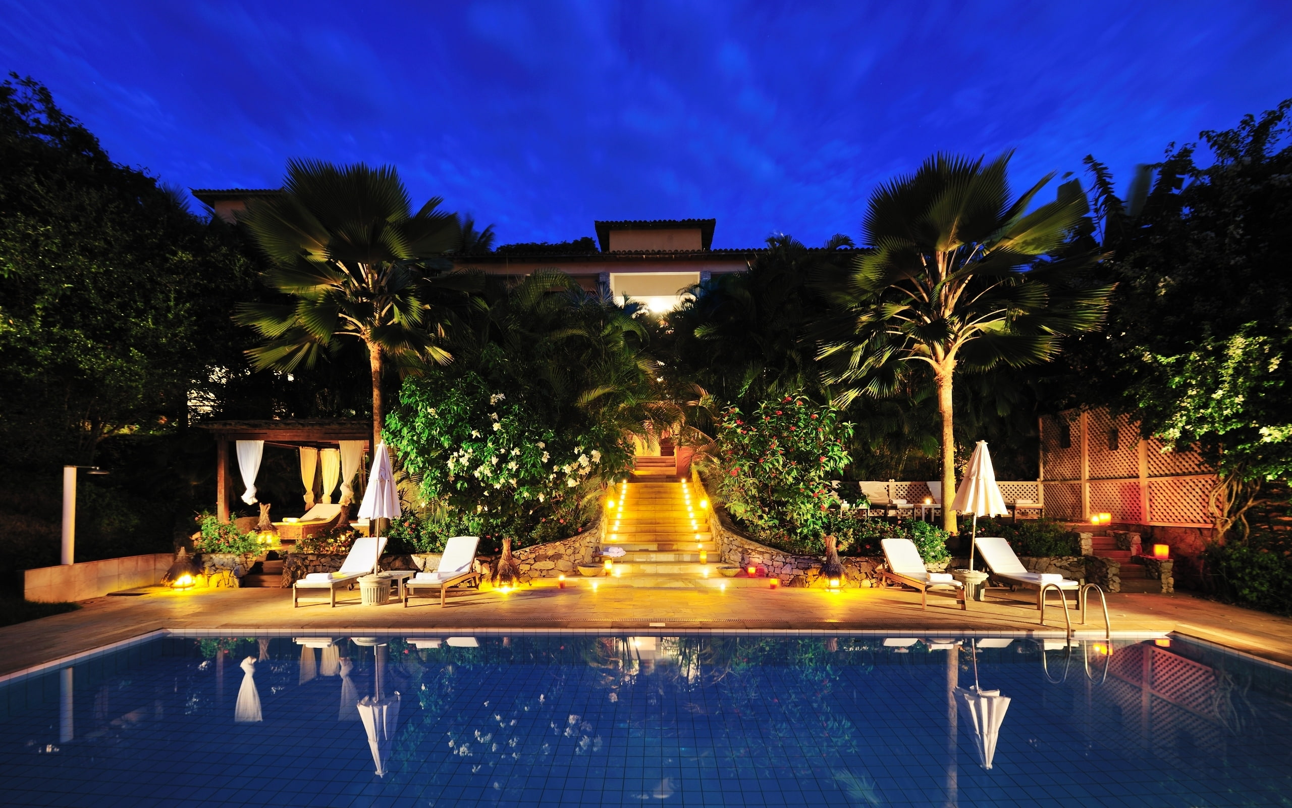 2K, resort, swimming, pool, plants, amazing, house, HD Wallpaper